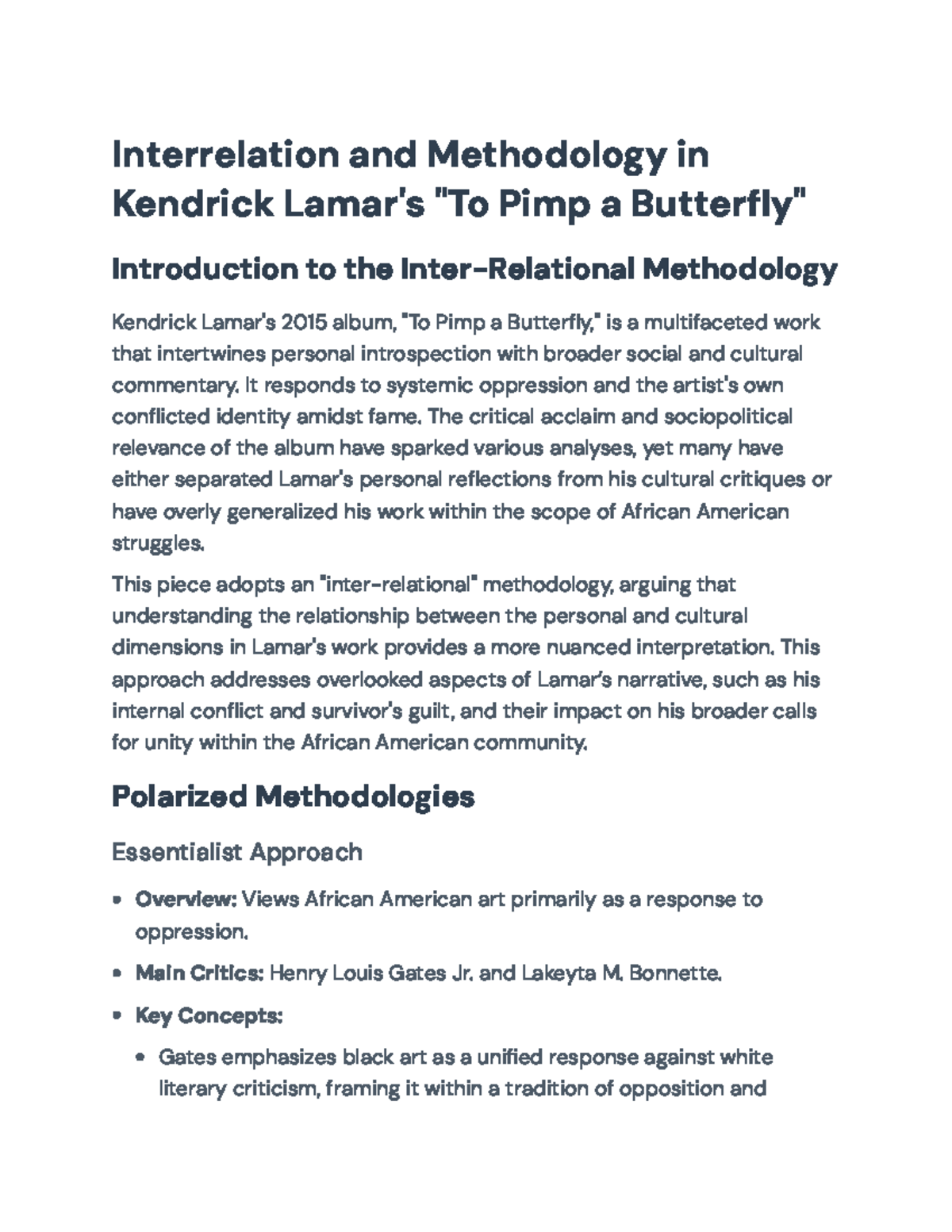 Inter-Relational Methodology in Kendrick Lamar's 