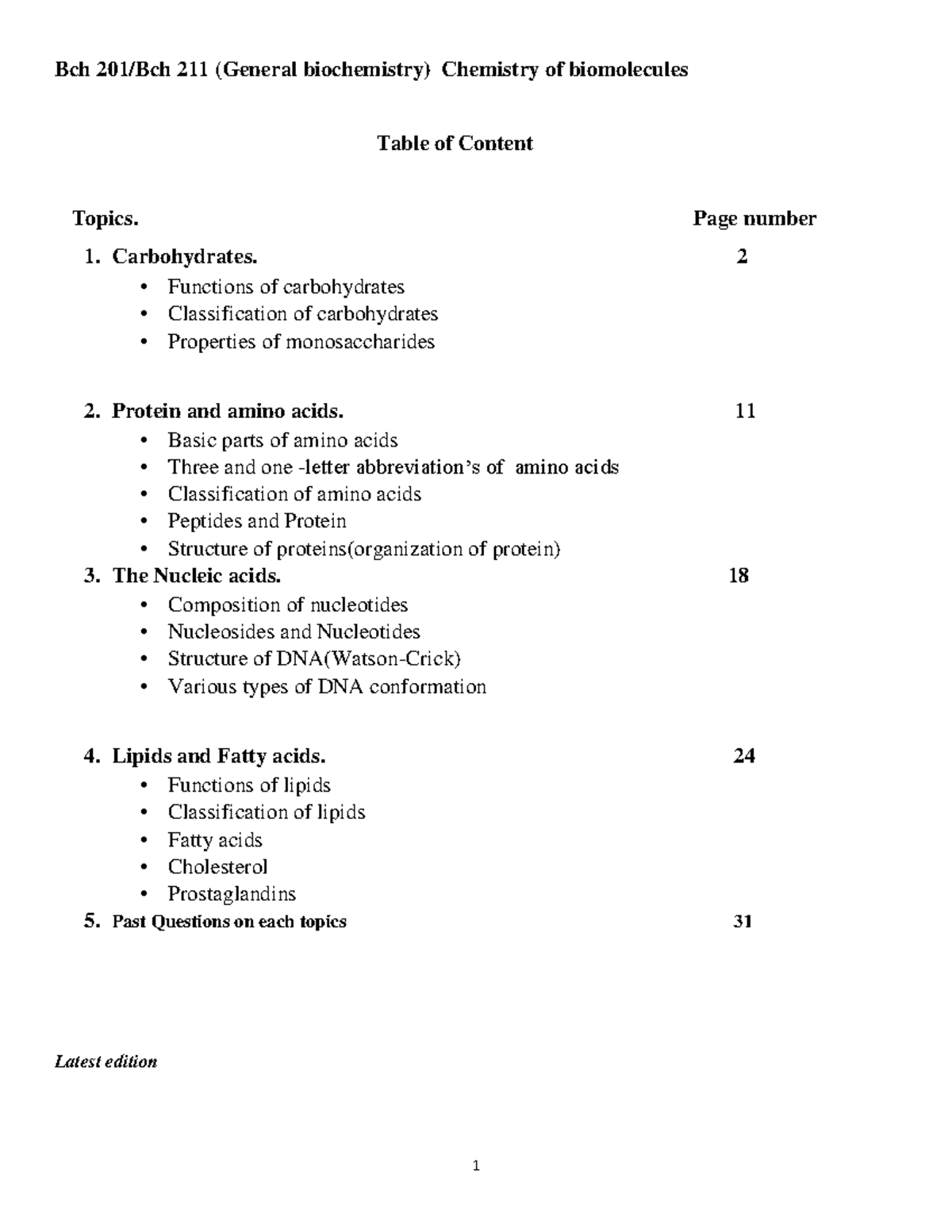 Mighty BCH 201: Comprehensive Guide to Biochemistry of Biomolecules ...