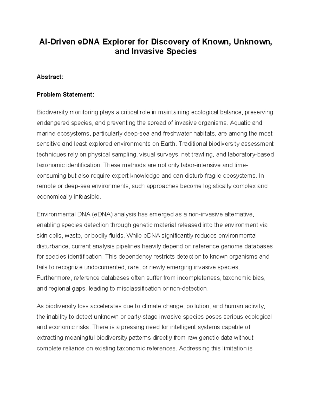 AI-Driven eDNA Analysis for Biodiversity Monitoring and Invasive ...