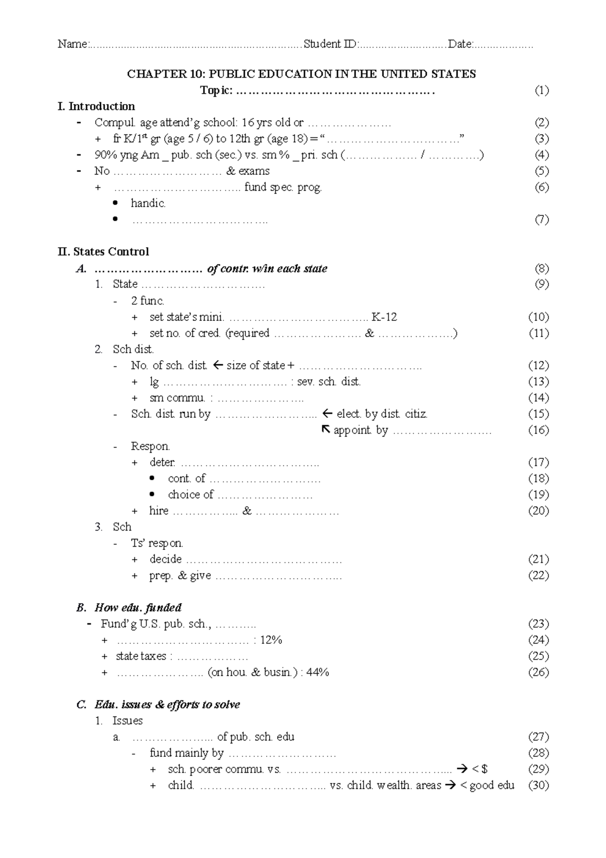 Chapter 10 - Public Education in the United States - Notes - - Studocu
