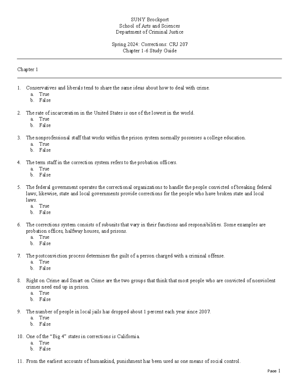 CRJ 207 Spring 2024 Final Exam Study Guide: Chapters 1-6 Notes - Studocu