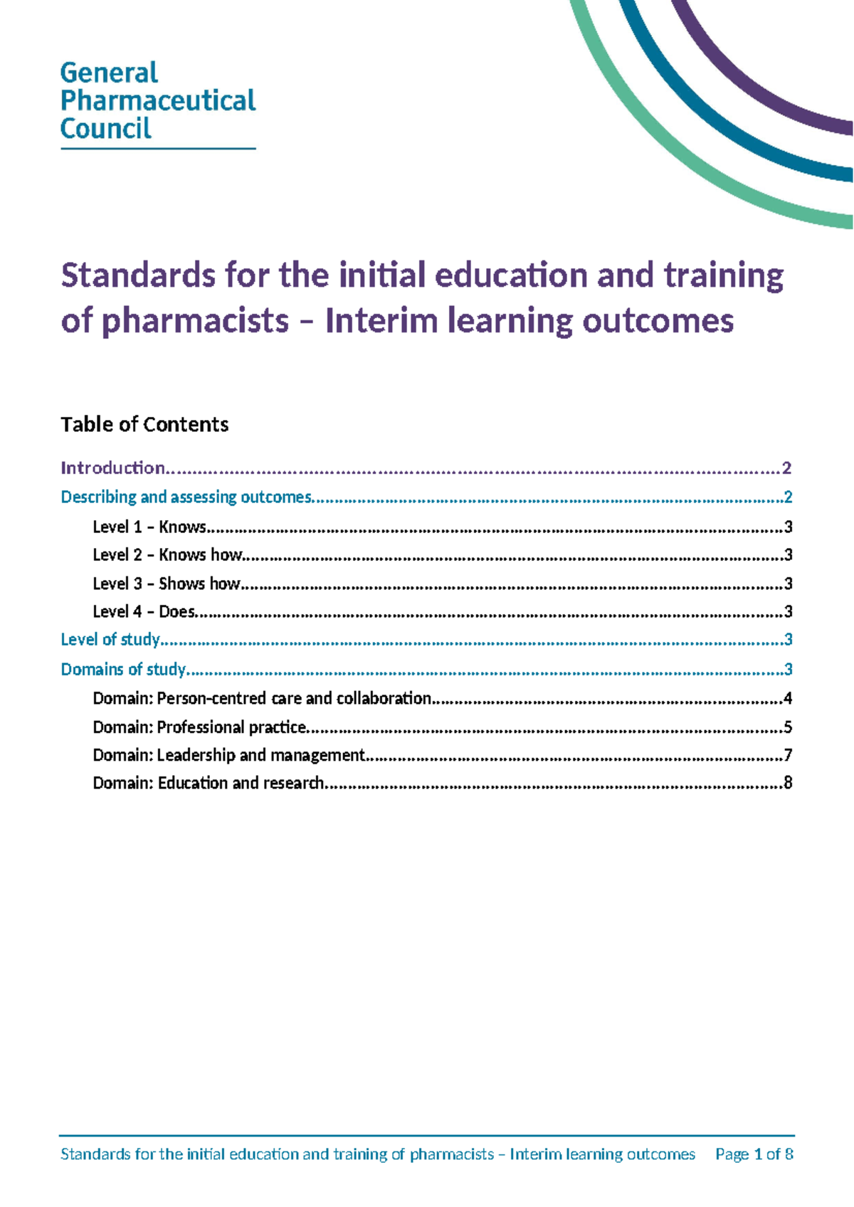 Interim Learning Outcomes for Pharmacists' Placement 2021/22 - Studocu