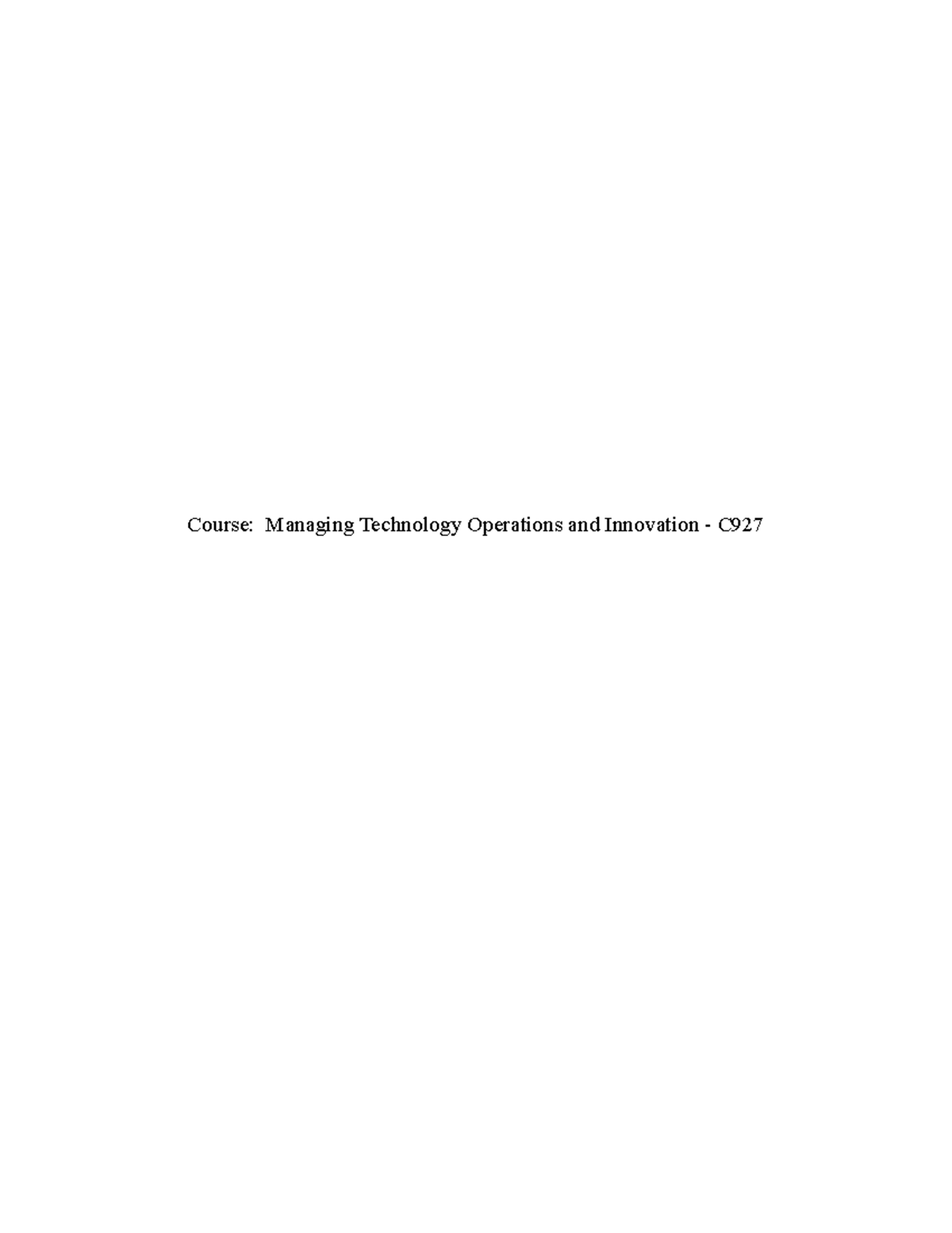Managing Tech Ops & Innovation - IT Org Plan Recommendations - C - Studocu