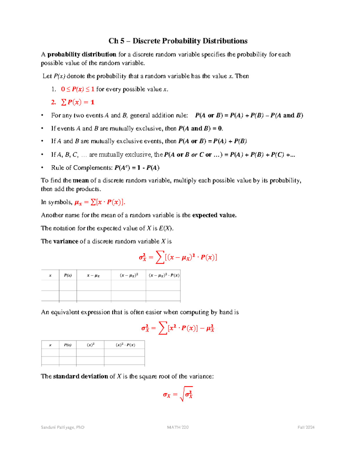 MATH 220 Midterm Exam 02 Study Guide: Discrete & Normal Distributions ...