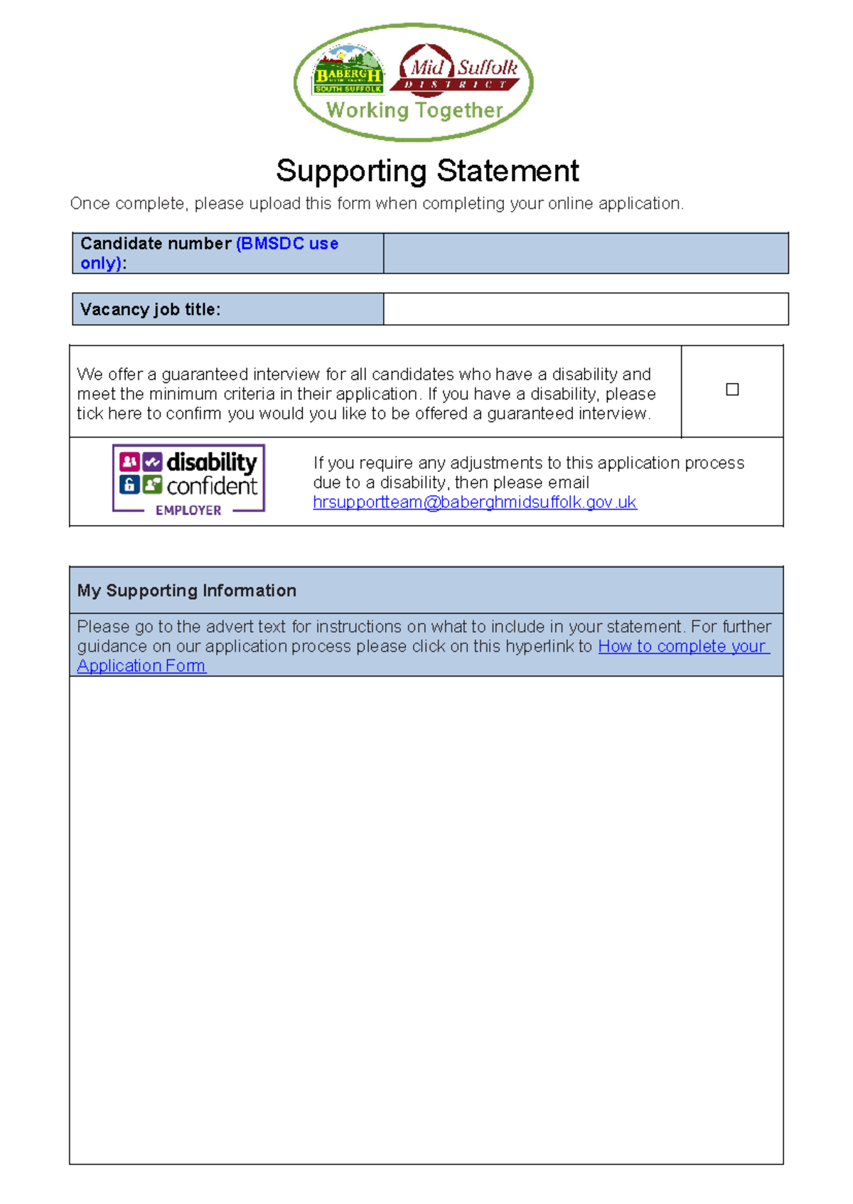 Bmsdc Supporting Statement Template - Supporting Statement Once ...