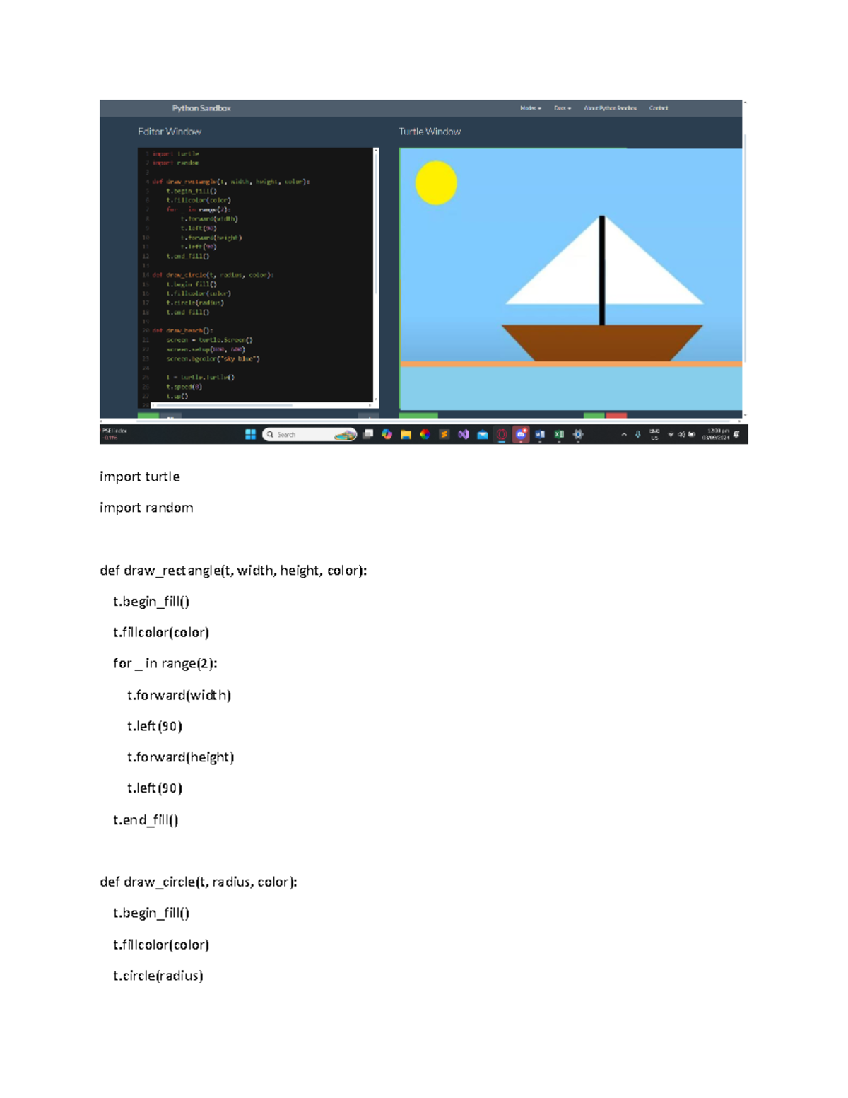 Cloud Computing Performance Task: Beach Scene with Turtle Graphics ...