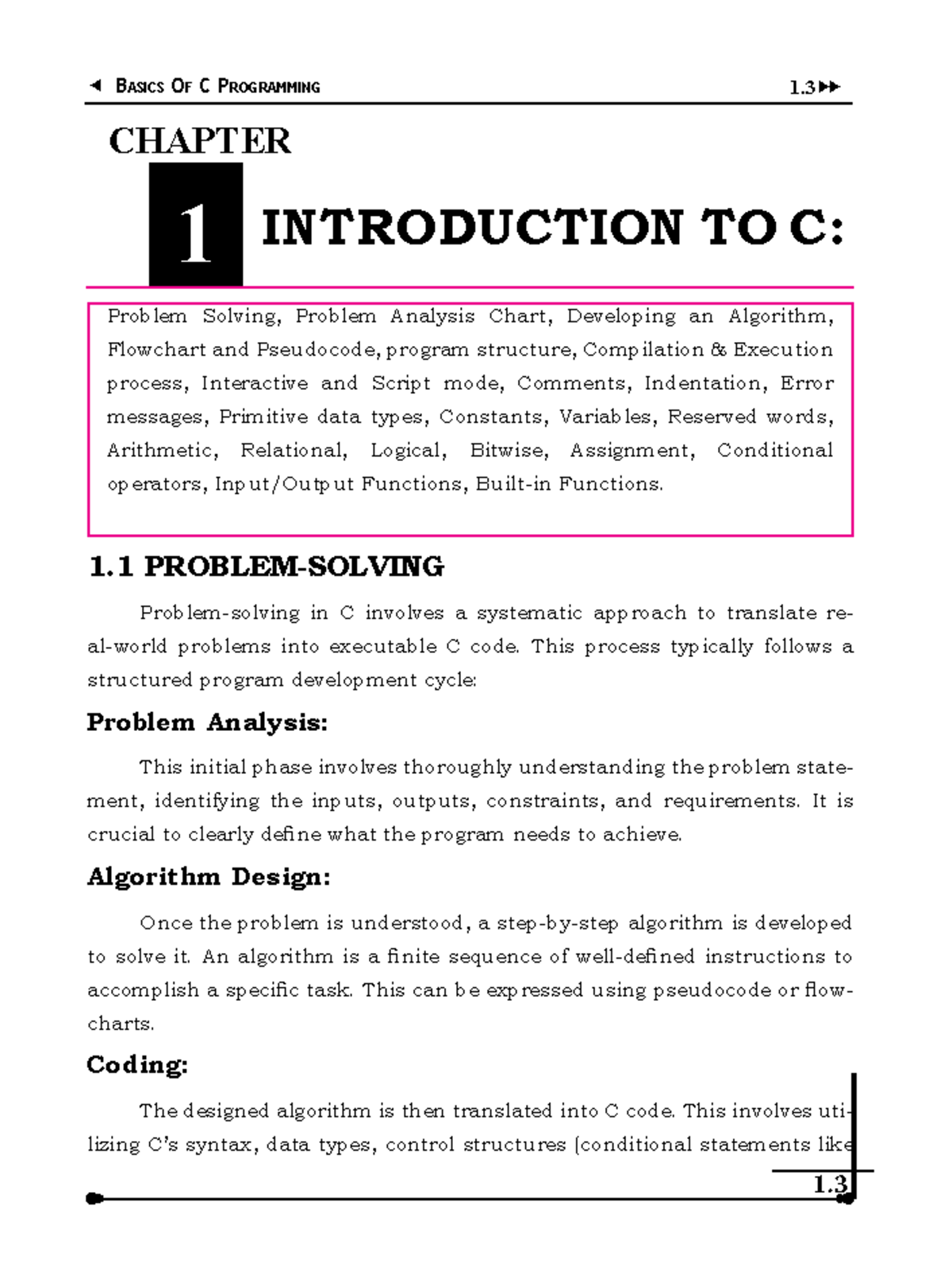 CS25C01 - C Programming: Chapter 1 - Introduction to C Concepts - Studocu