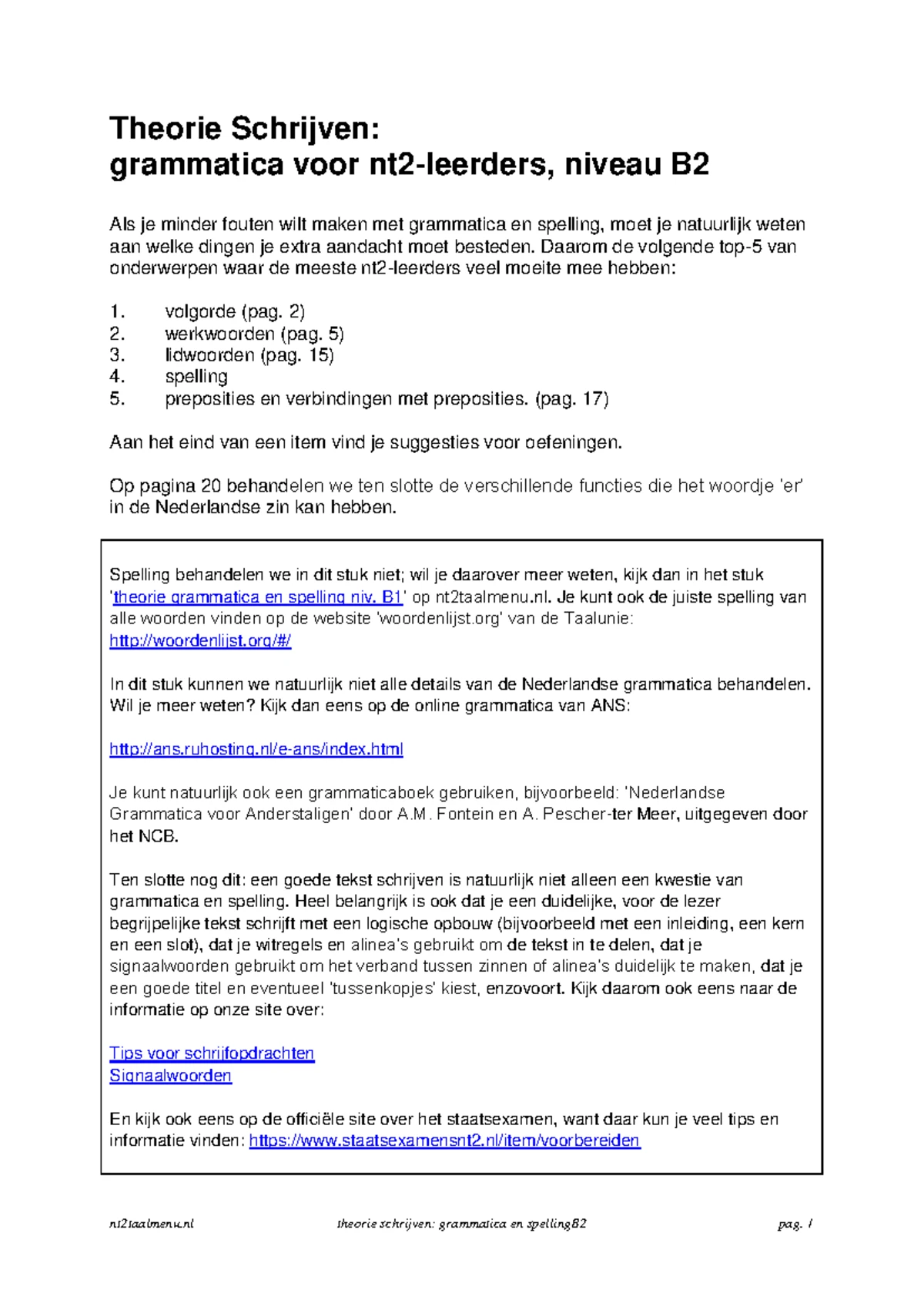 Samenvatting van Woordsoorten en Voornaamwoorden - Nederlands 101 ...