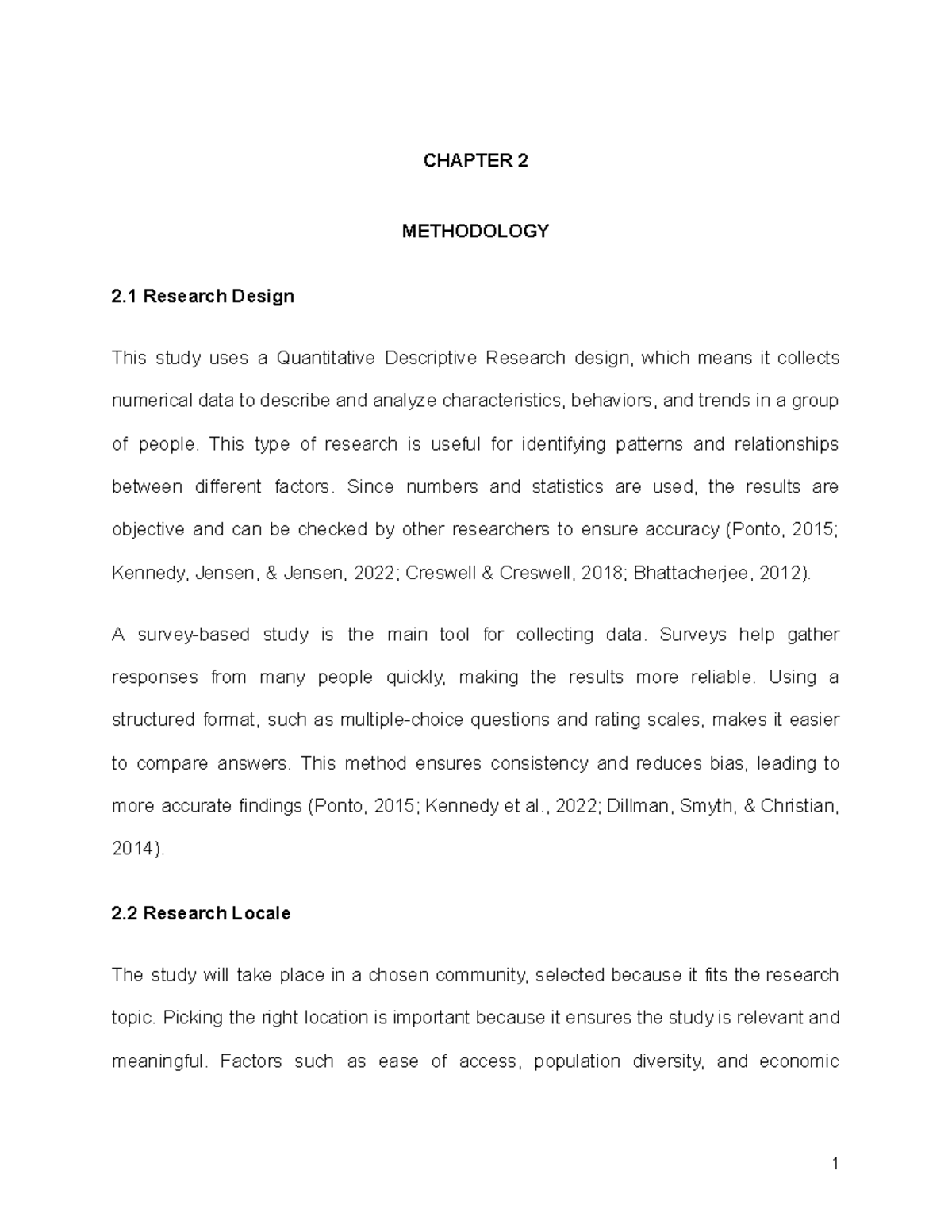 Chapter 2 - secret - CHAPTER 2 METHODOLOGY 2 Research Design This study ...