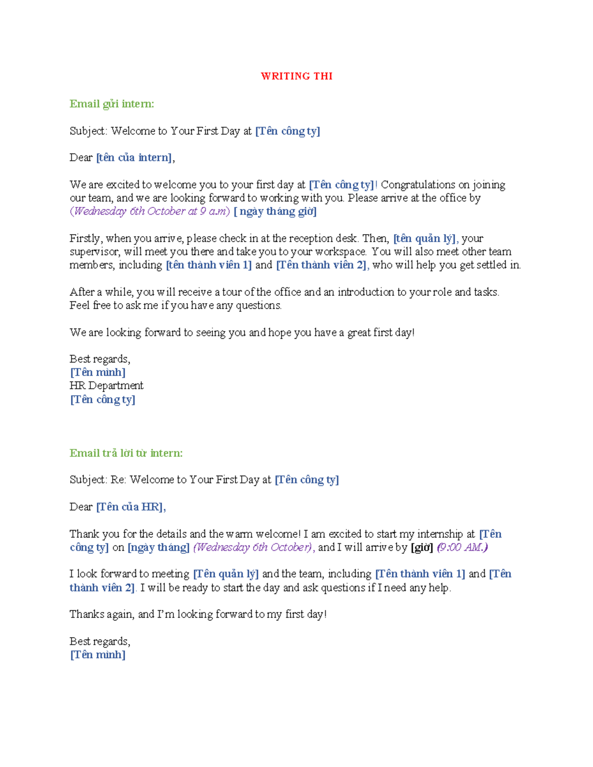 Email Correspondence and Report on Company Issues for WRITING THI - Studocu