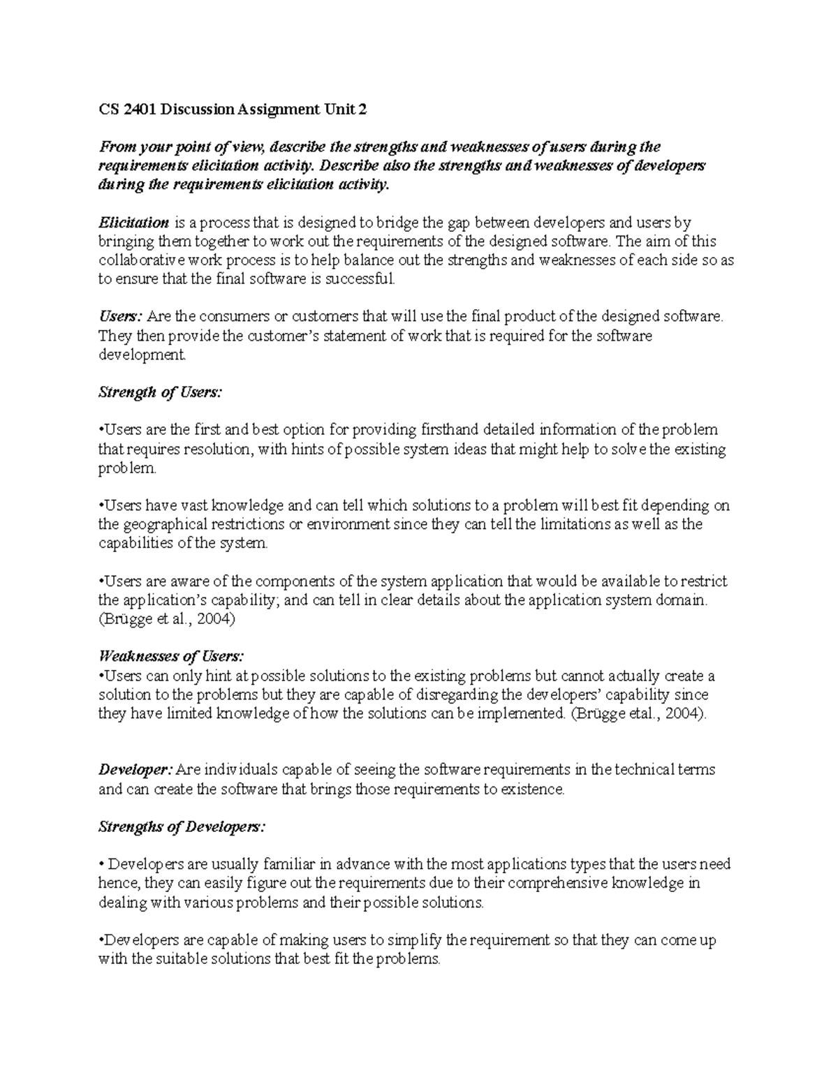 Discussion forum unit 2 Software Engineering - CS 2401 Discussion ...