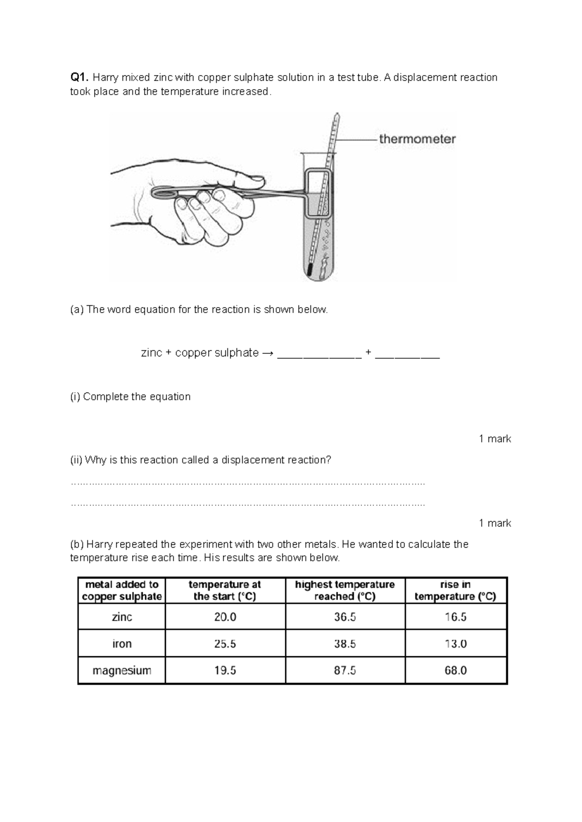 9F Chemistry: Reactivity Practice Test Review Questions - Studocu