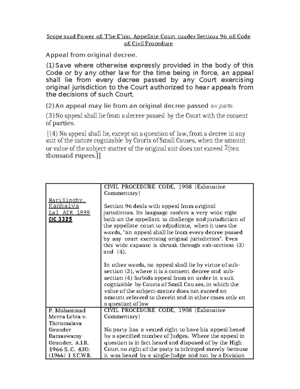 Scope and Power of the First Appellate Court under Sec 96 CPC - Studocu