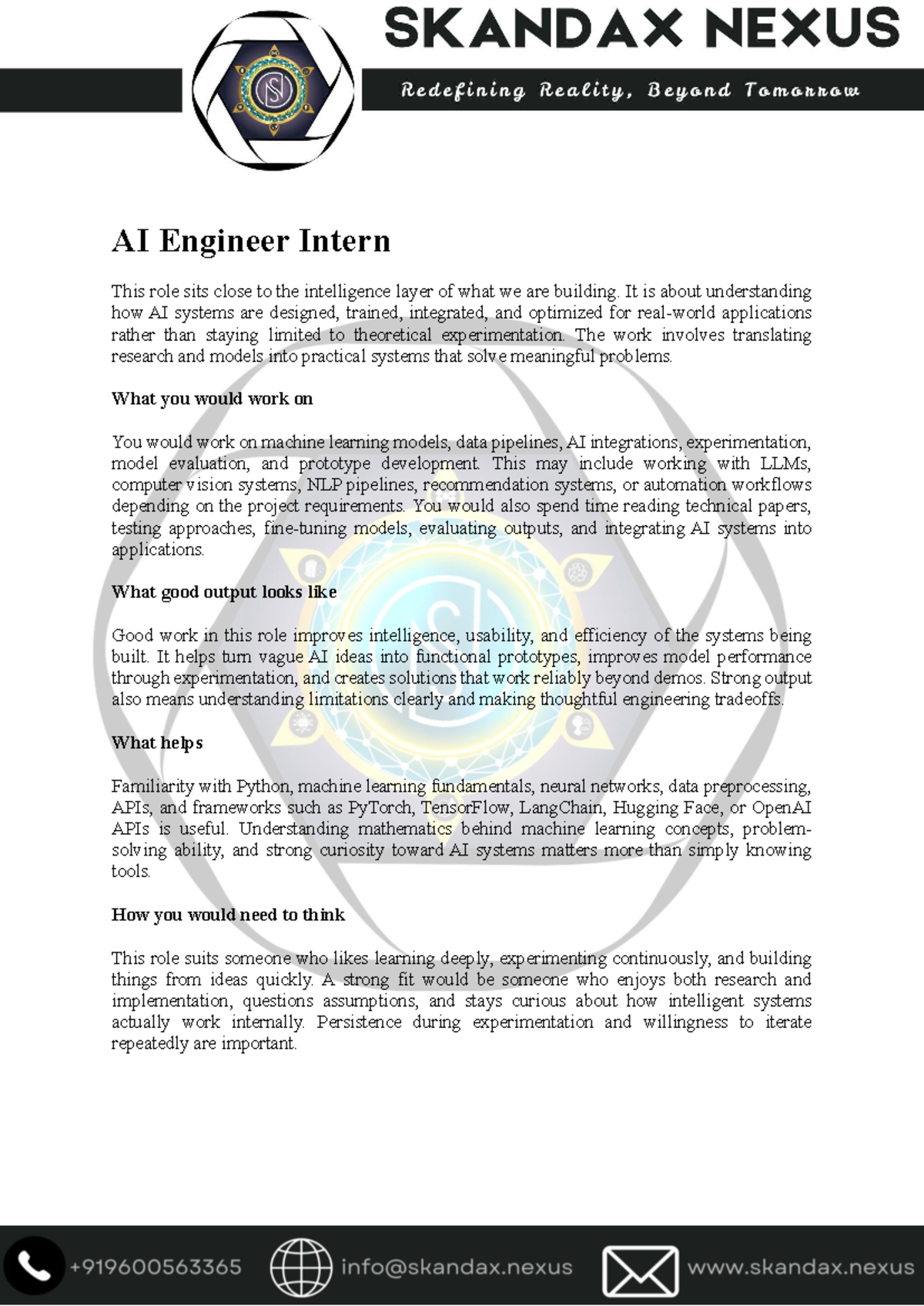 AI Engineer Intern Role Overview - Ndb - Studocu