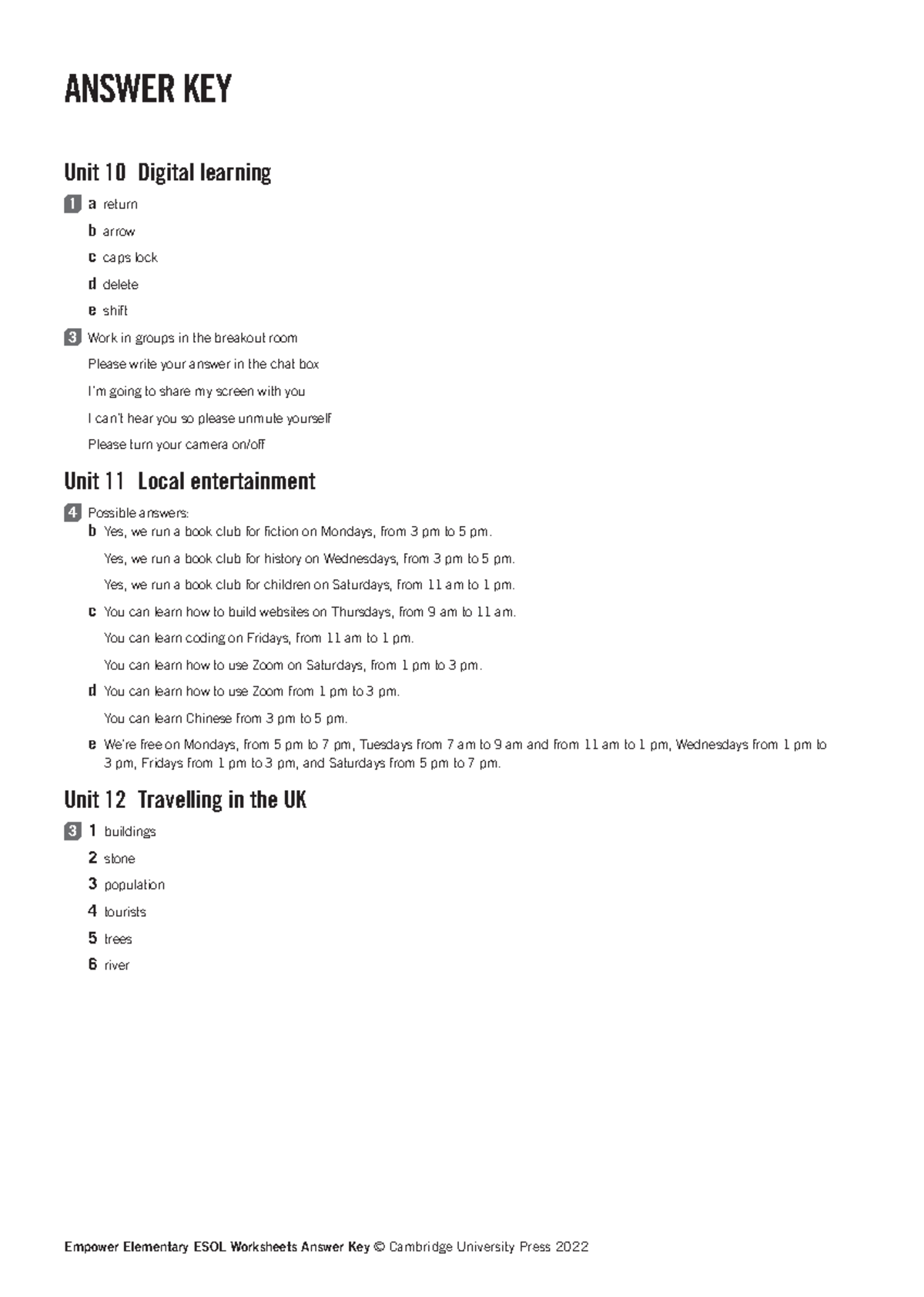 Empower Elementary ESOL Answer Key - 2nd Ed. - Studocu