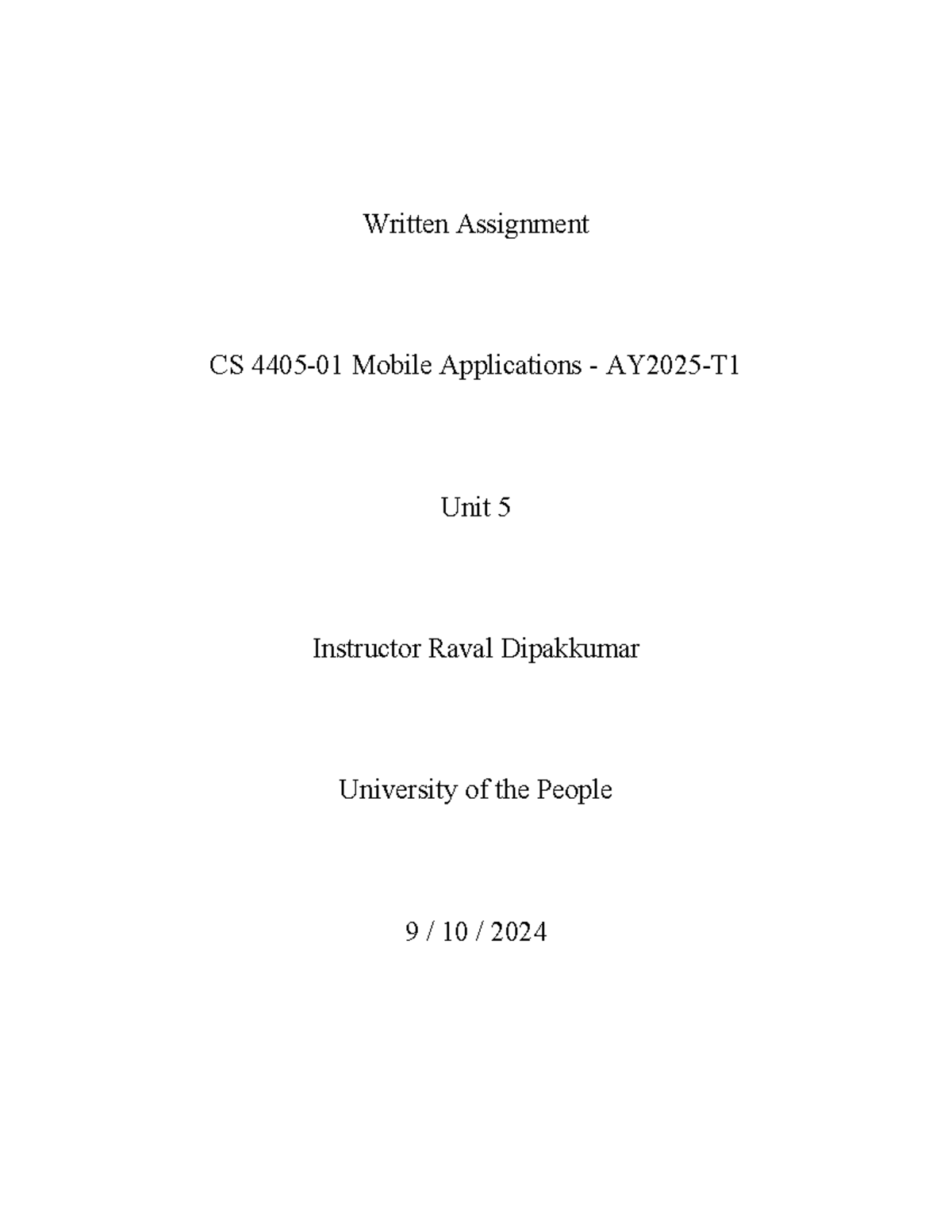 CS 4405 WA Unit 5: Mobile App Development and Xcode Setup Guide - Studocu