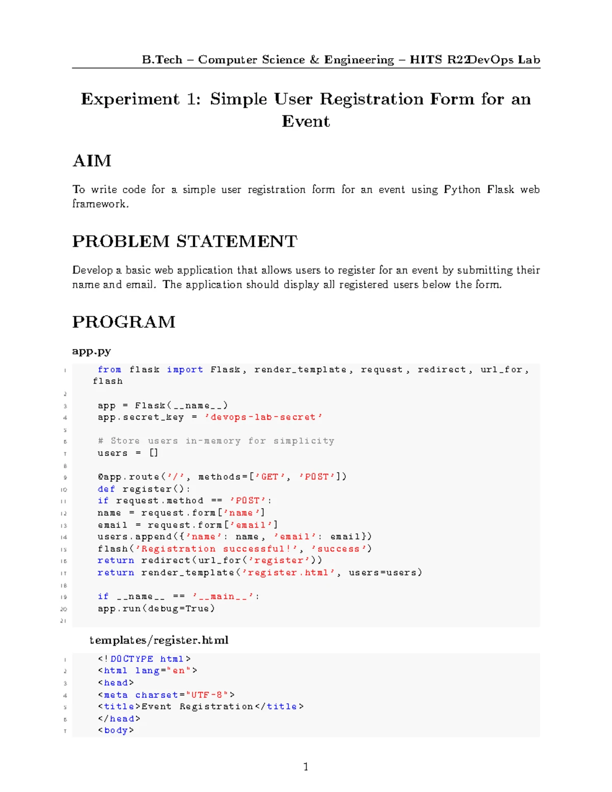 (AIML) DEVOPS LAB Manual Programs and Experiment Guidelines - Studocu