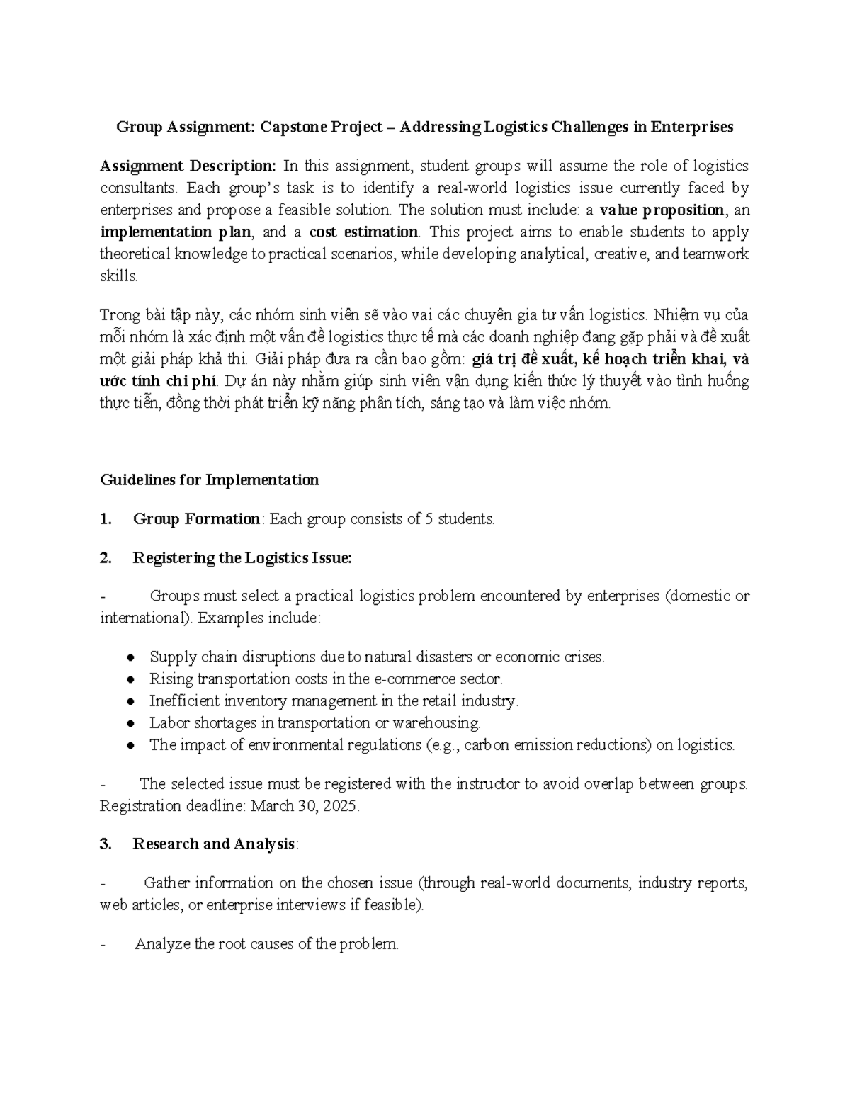LOG NC - Group Assignment: Capstone Project on Logistics Solutions ...