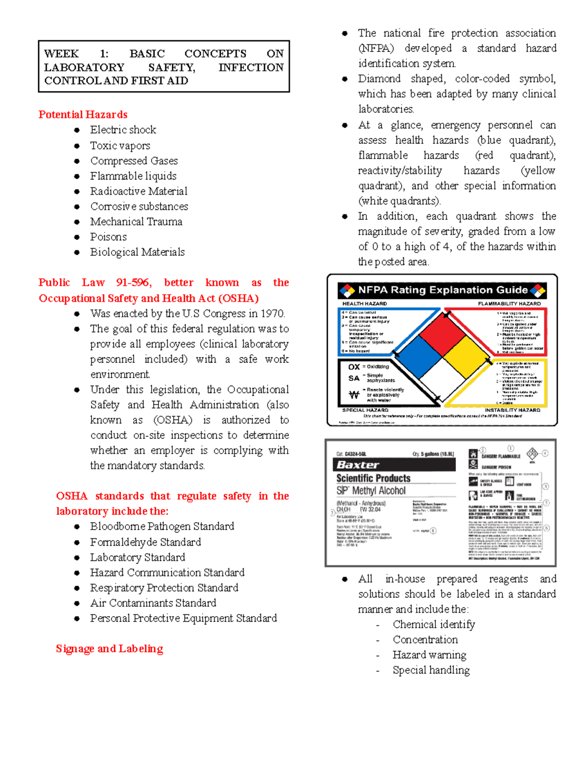 MLSP112 - Prelims 1: Laboratory Safety, Infection Control & First Aid ...