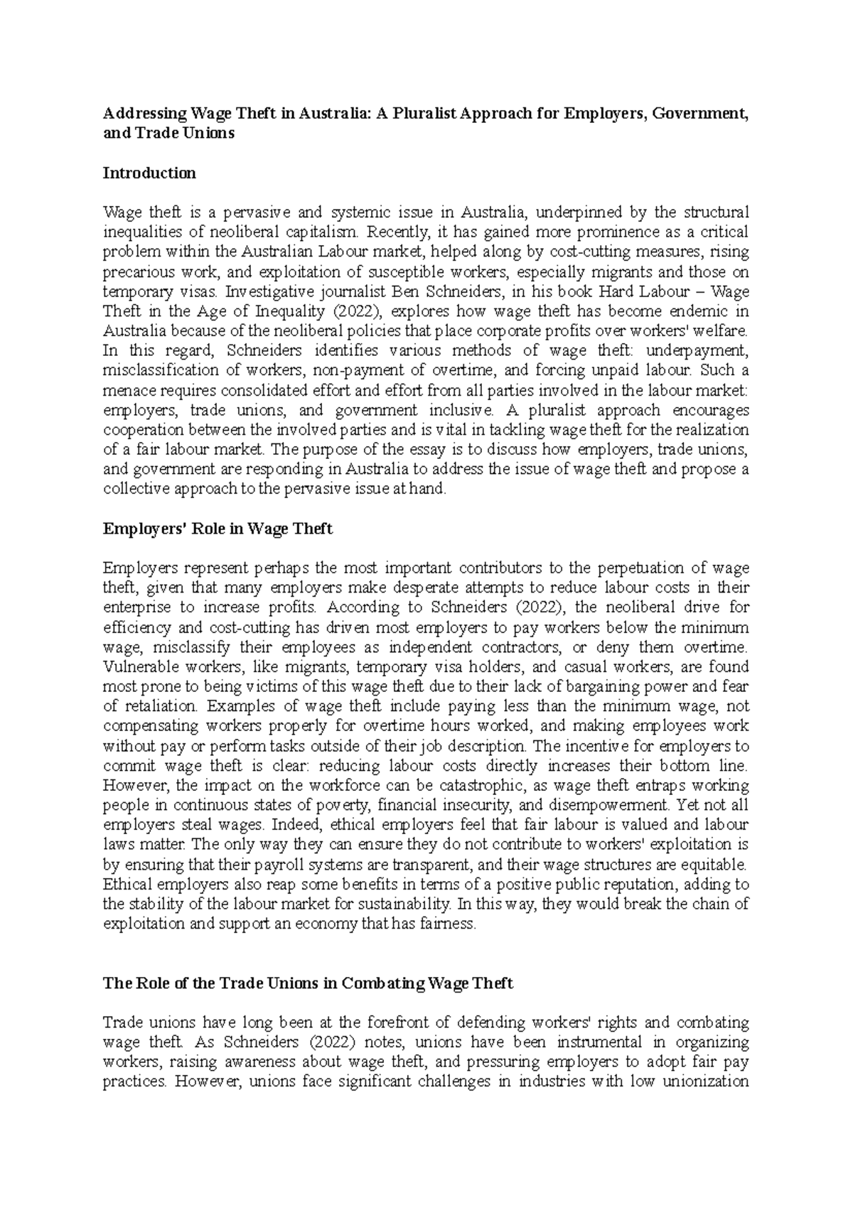 Addressing Wage Theft in Australia - Recently, it has gained more ...