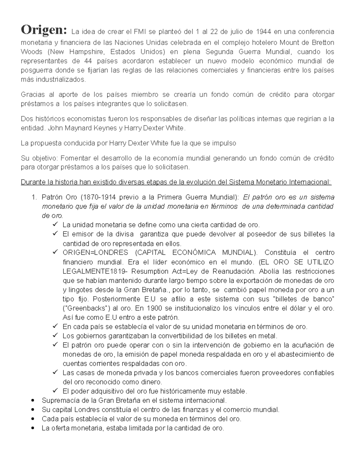 Sistema Monetario Internacional - Origen: La idea de crear el FMI se ...