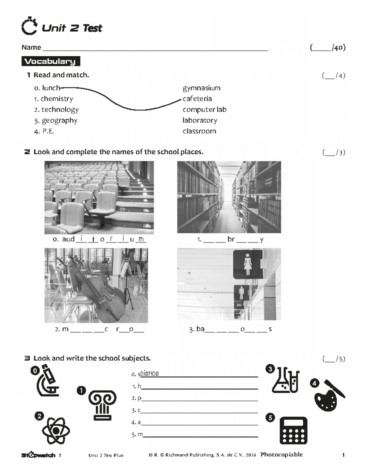Unit 2 Test Plus Vocabulary and Grammar Insights (Stopwatch 1) - Studocu