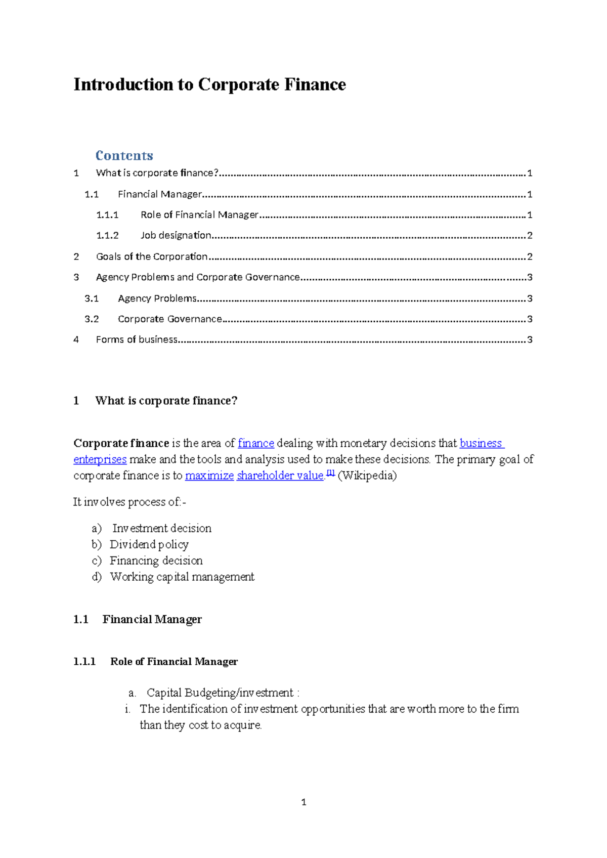 Introduction to Corporate Finance: Key Concepts and Management Insights ...