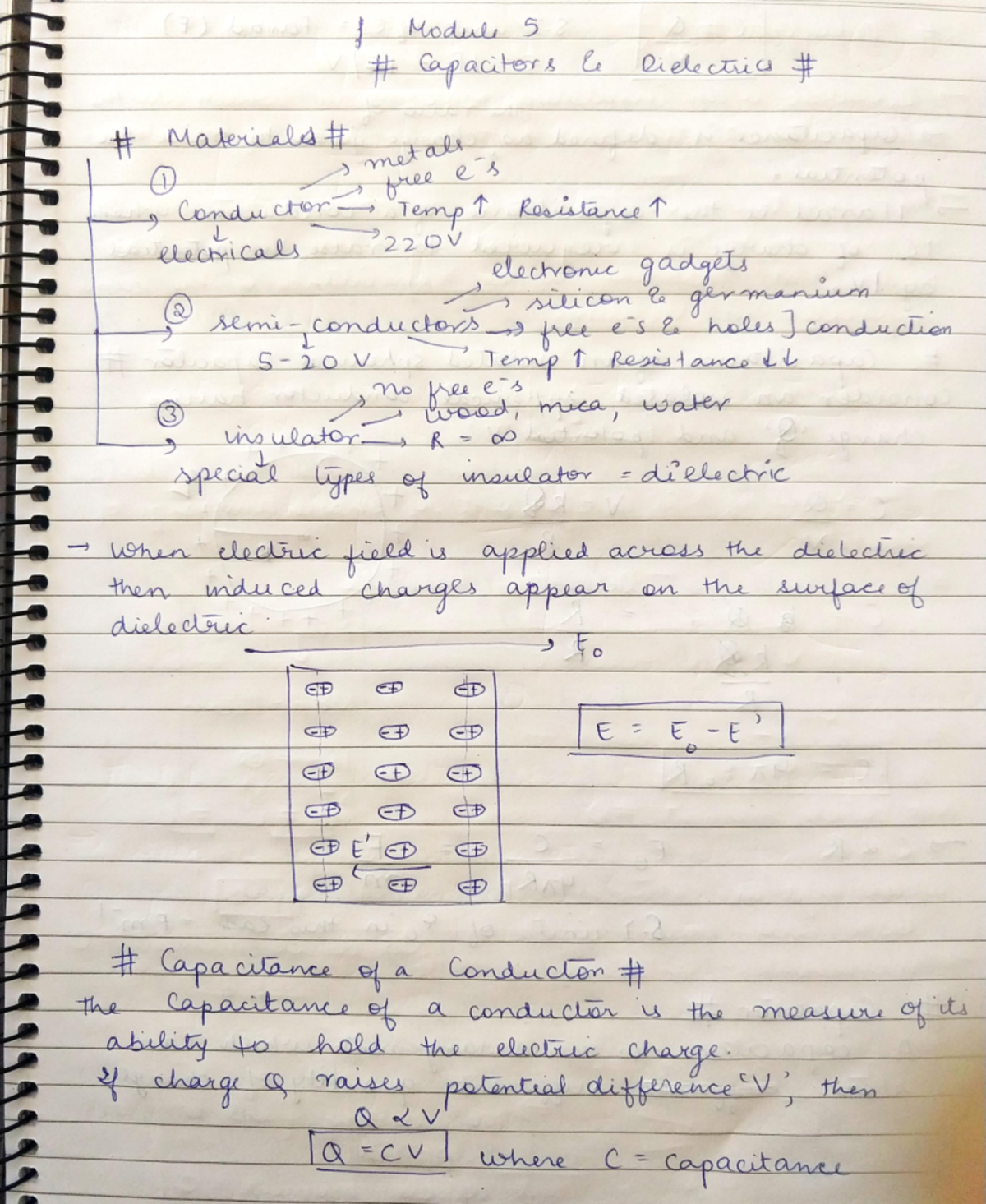 Capacitance notes 12 - f Module 5 Capacitors E Dielectrics Materials ...