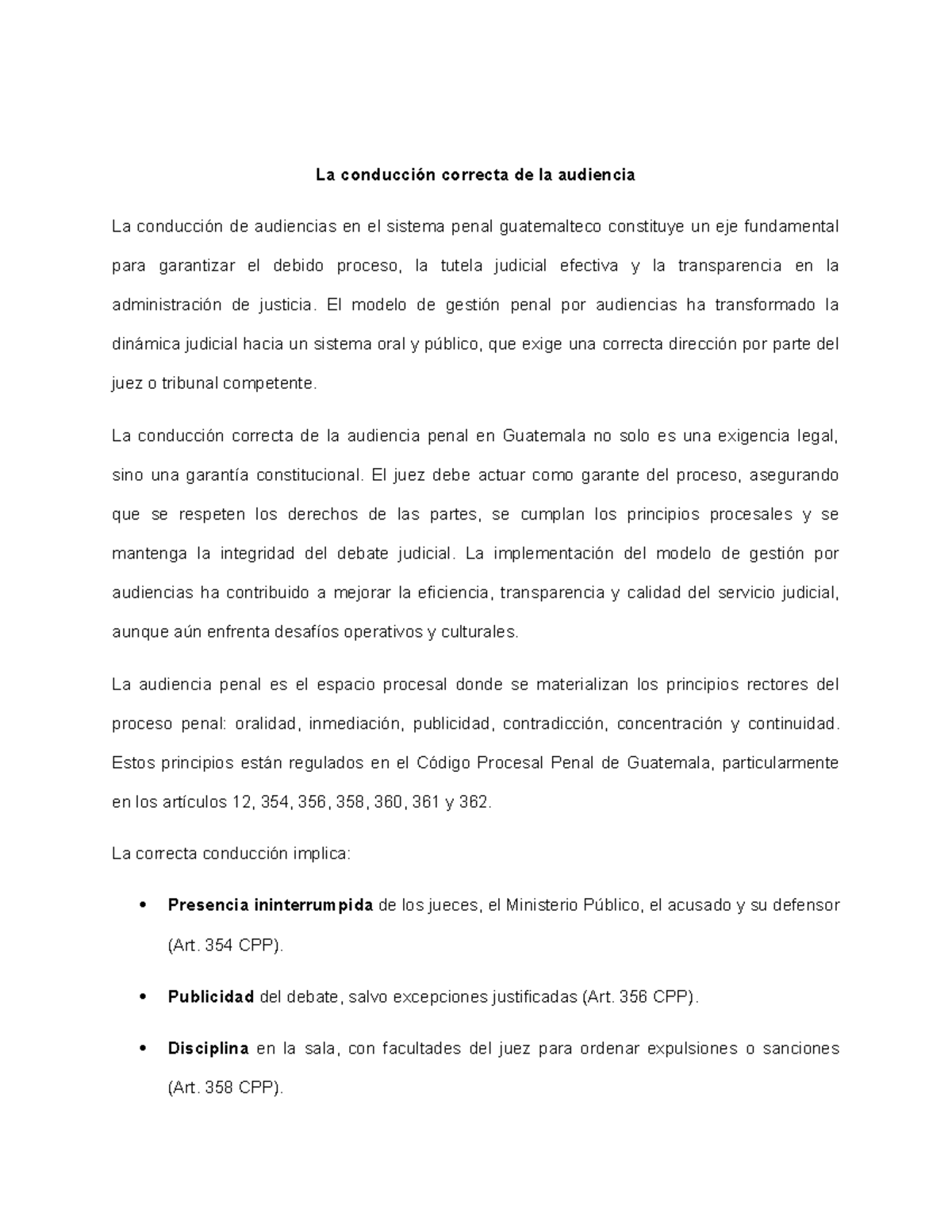 Conducción de Audiencias en el Sistema Penal Guatemalteco: Claves y ...