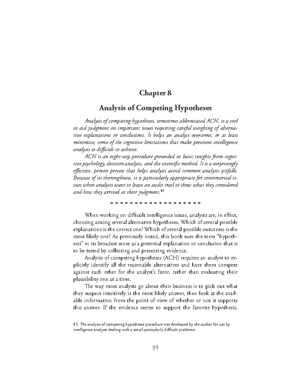 Chapter 8: Analysis of Competing Hypotheses (ACH) Overview - Studocu