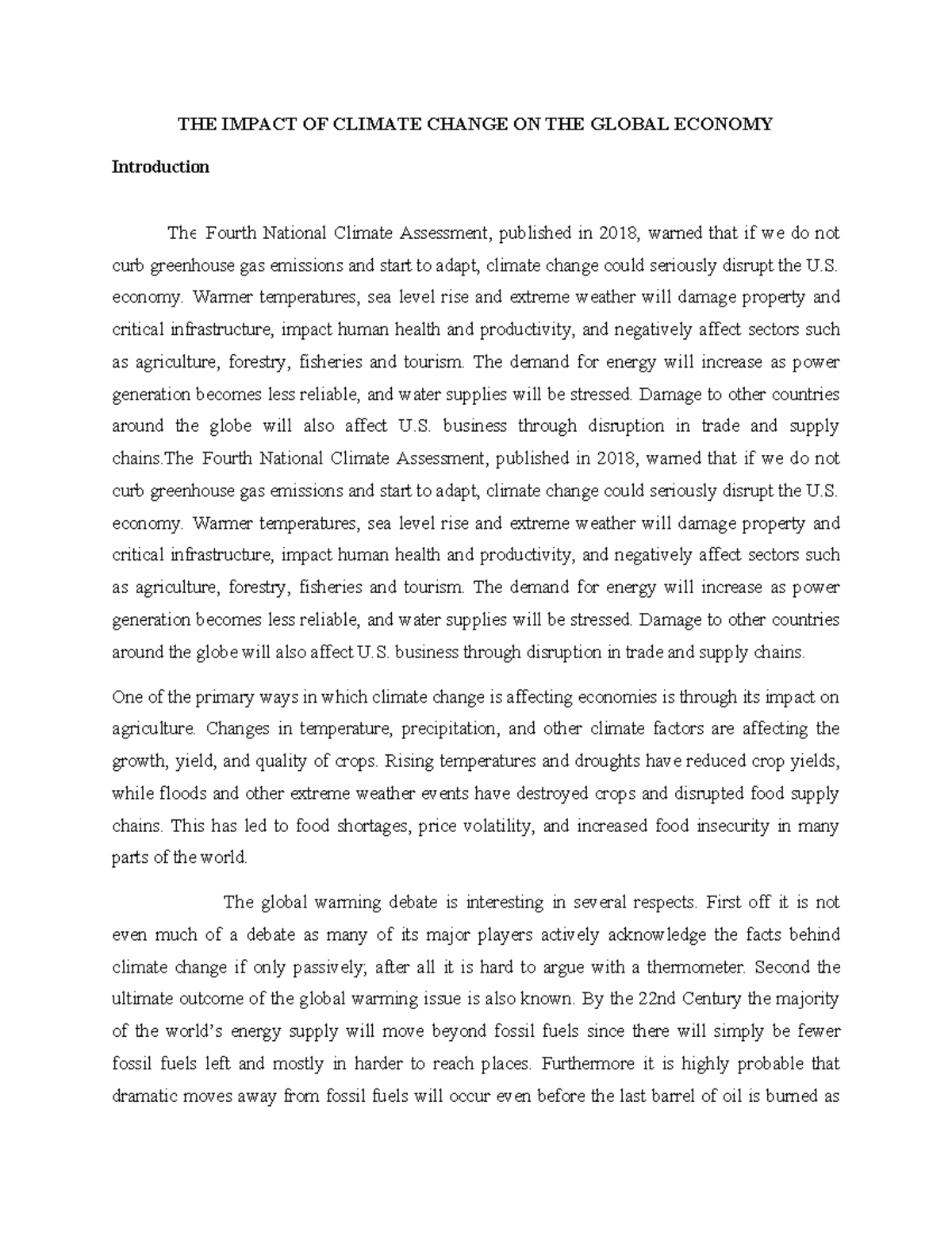 The Economic Impact of Climate Change: A Comprehensive Study - Studocu