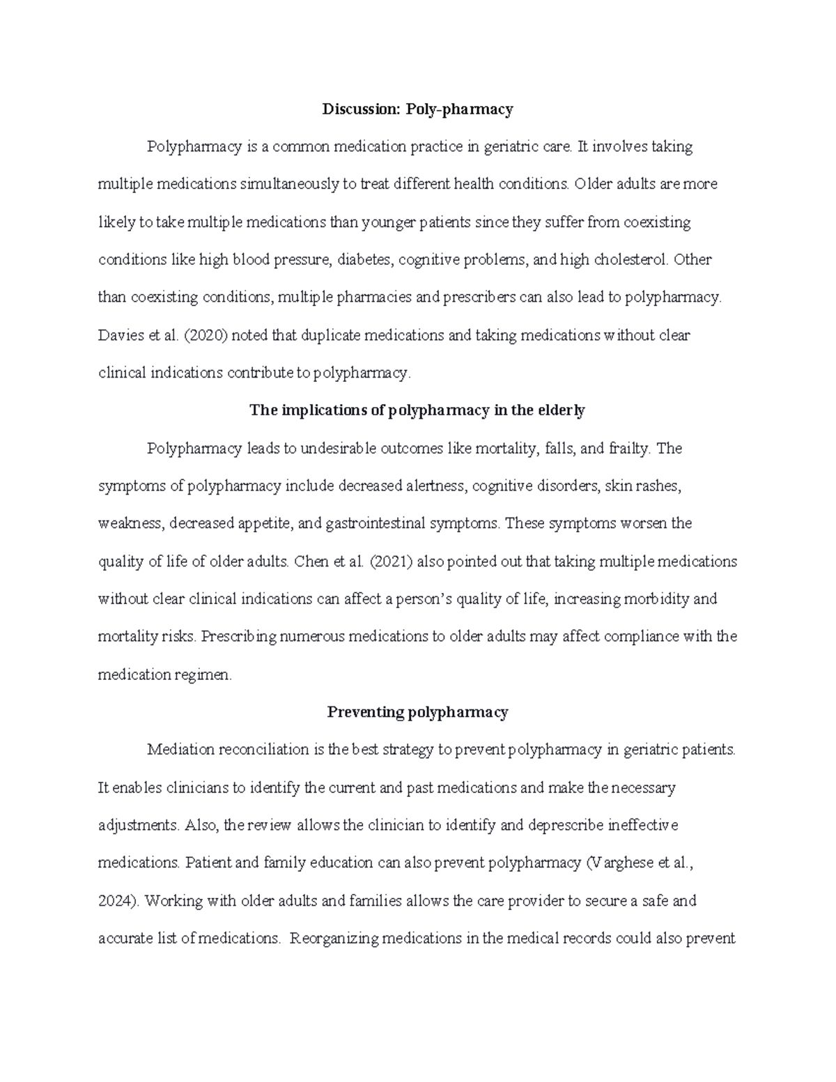 Discussion on Polypharmacy in Geriatric Care: Risks and Prevention ...