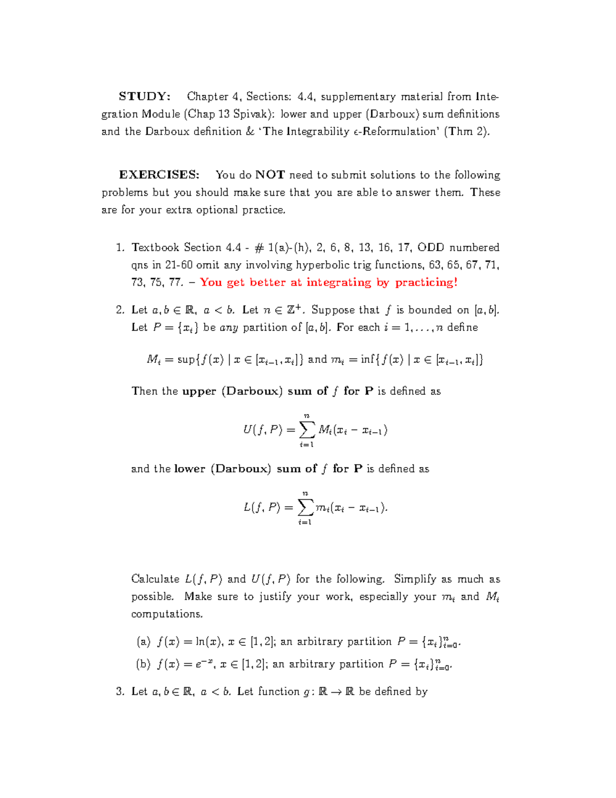 EE3 A37: Extra Practice on Integration - Chapter 4, Section 4.4 ...