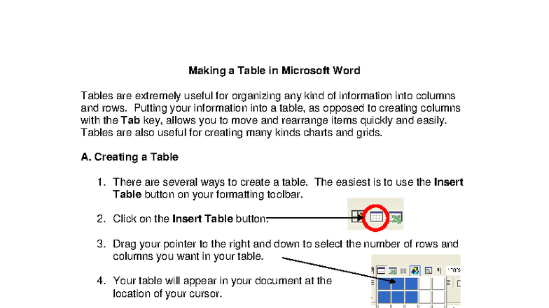 Creating Tables in Microsoft Word: A Comprehensive Guide - Studocu