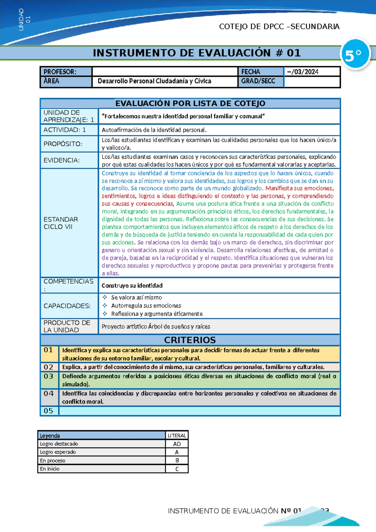 5° DPCC - Actividad 1: Construcción de la identidad personal y familiar ...
