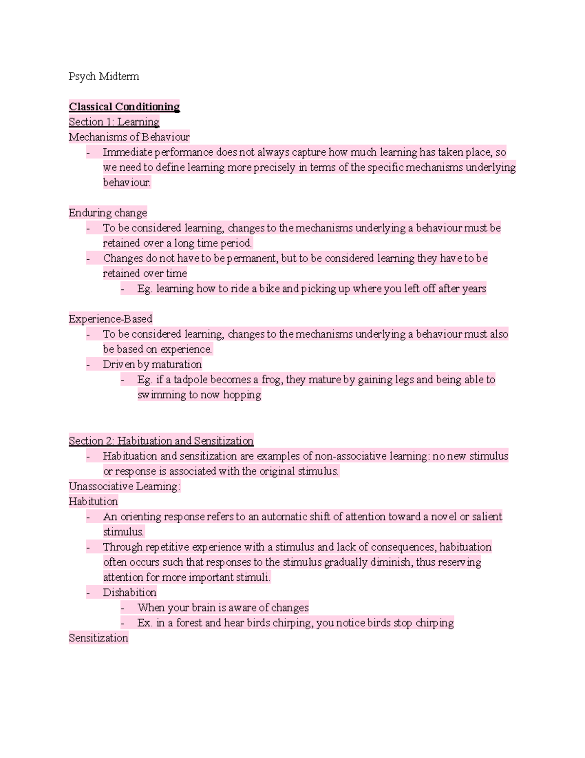 Psych 101 Midterm: Classical Conditioning & Learning Mechanisms - Studocu