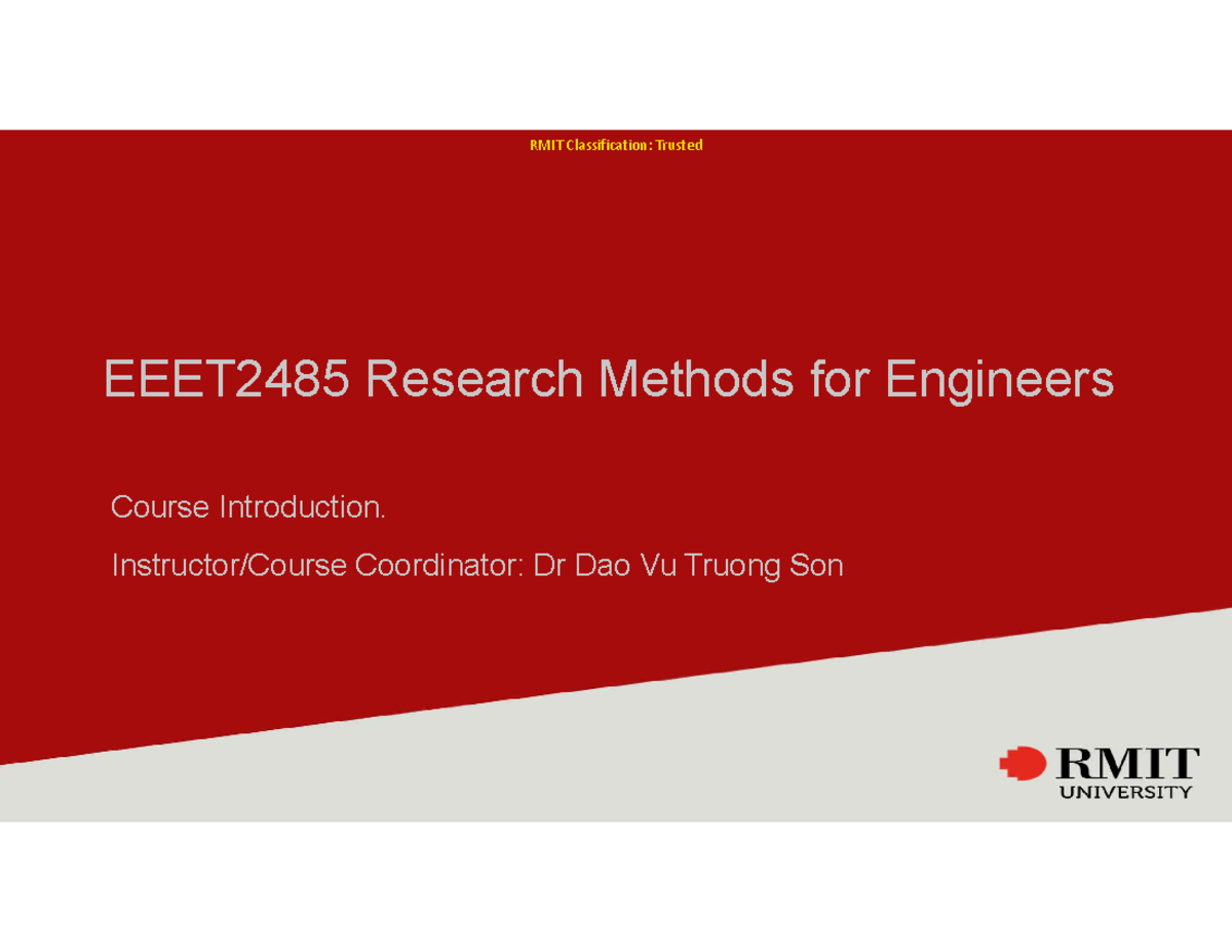 EEET2485 Course Introduction: Trusted Research Methods for Engineers ...