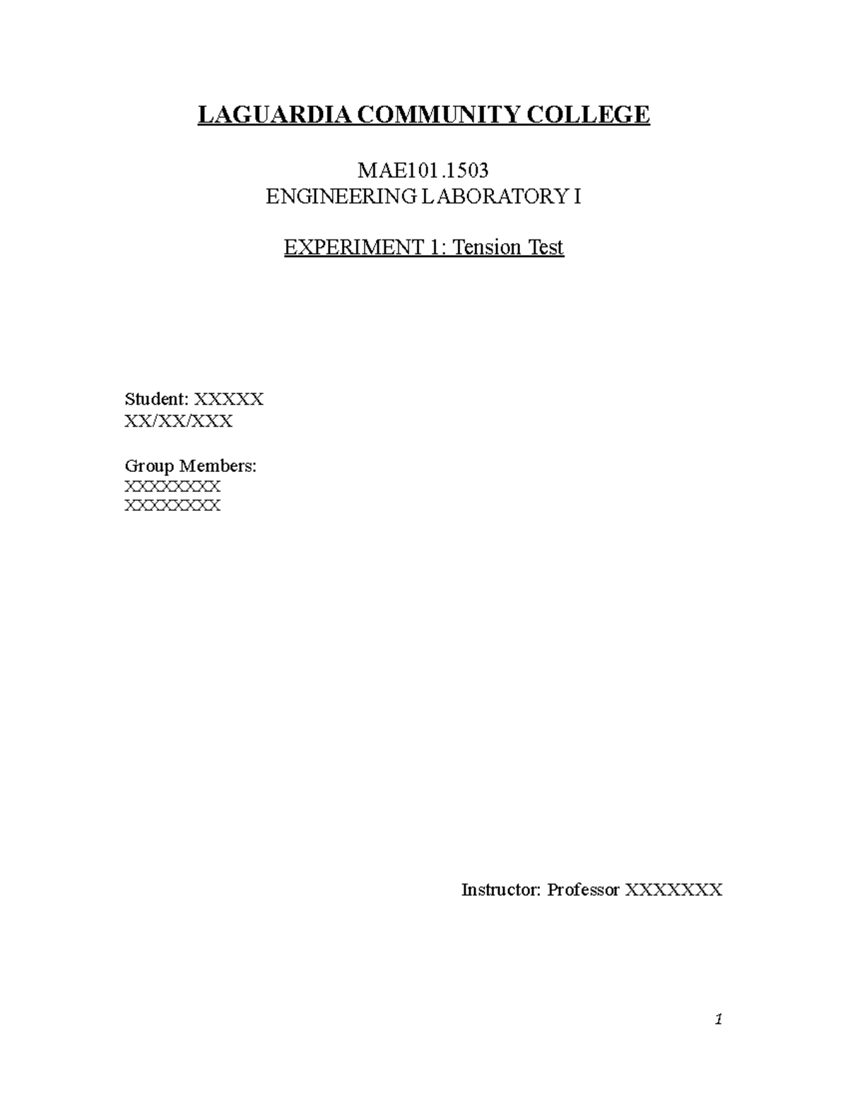 MAE 101 Final Lab Report: Tension Test Analysis and Results - Studocu