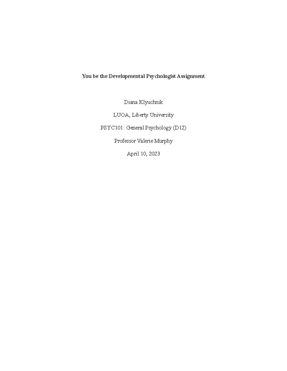 PSYC101 Developmental Psychologist Assignment Insights on Adolescence ...