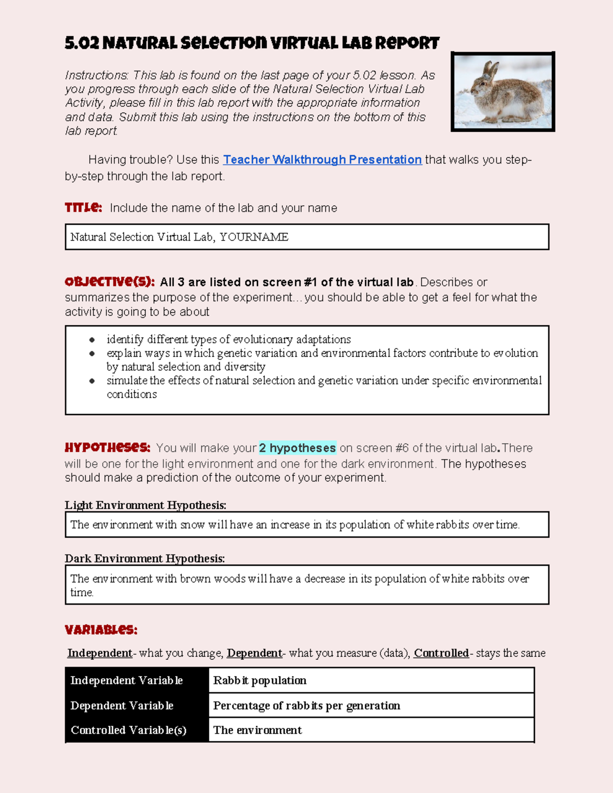 5.02 Natural Selection Virtual Lab Report: Data & Analysis Insights ...