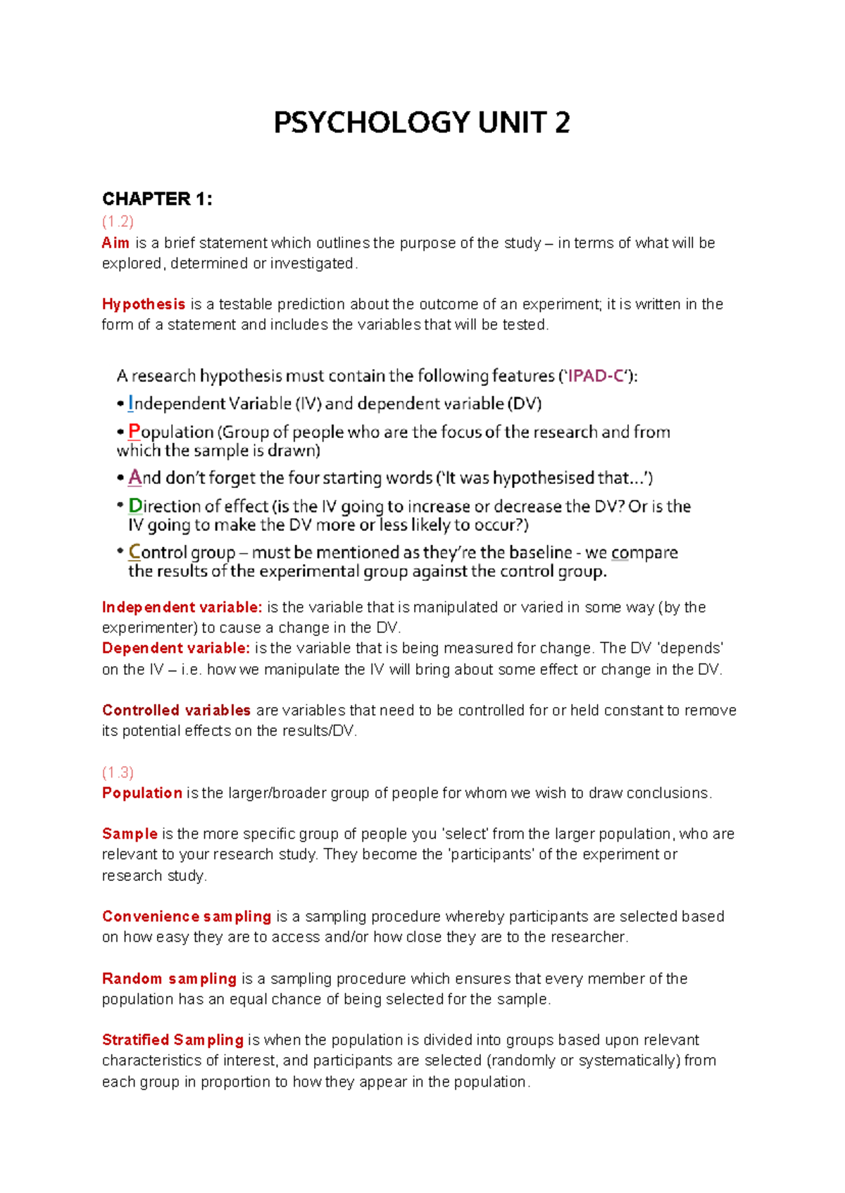 PSY 101 Unit 2: Key Concepts in Research Methods and Social Cognition ...