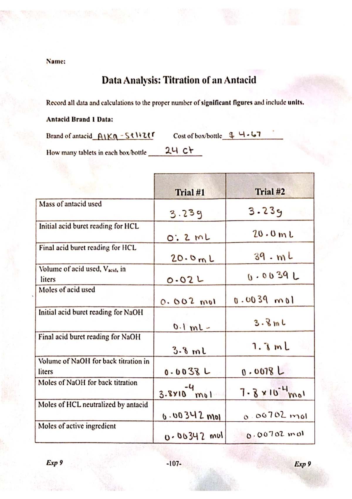 Buffers Analysis - Post Lab Report for Chemistry Lab (CHEM 101) - Studocu