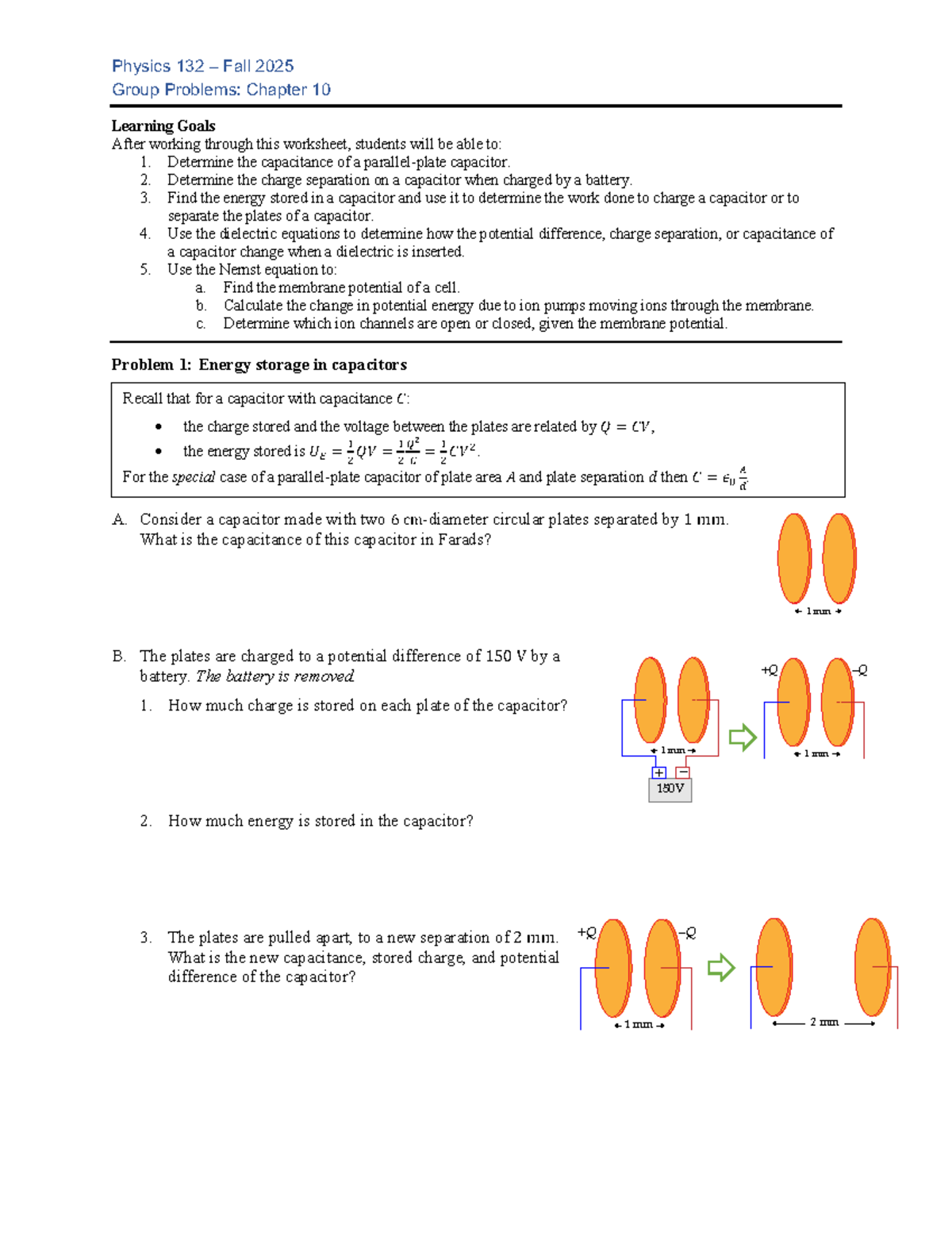 Physics 132 Fall 2025 Group Problems: Chapter 10 Goals & Exercises ...