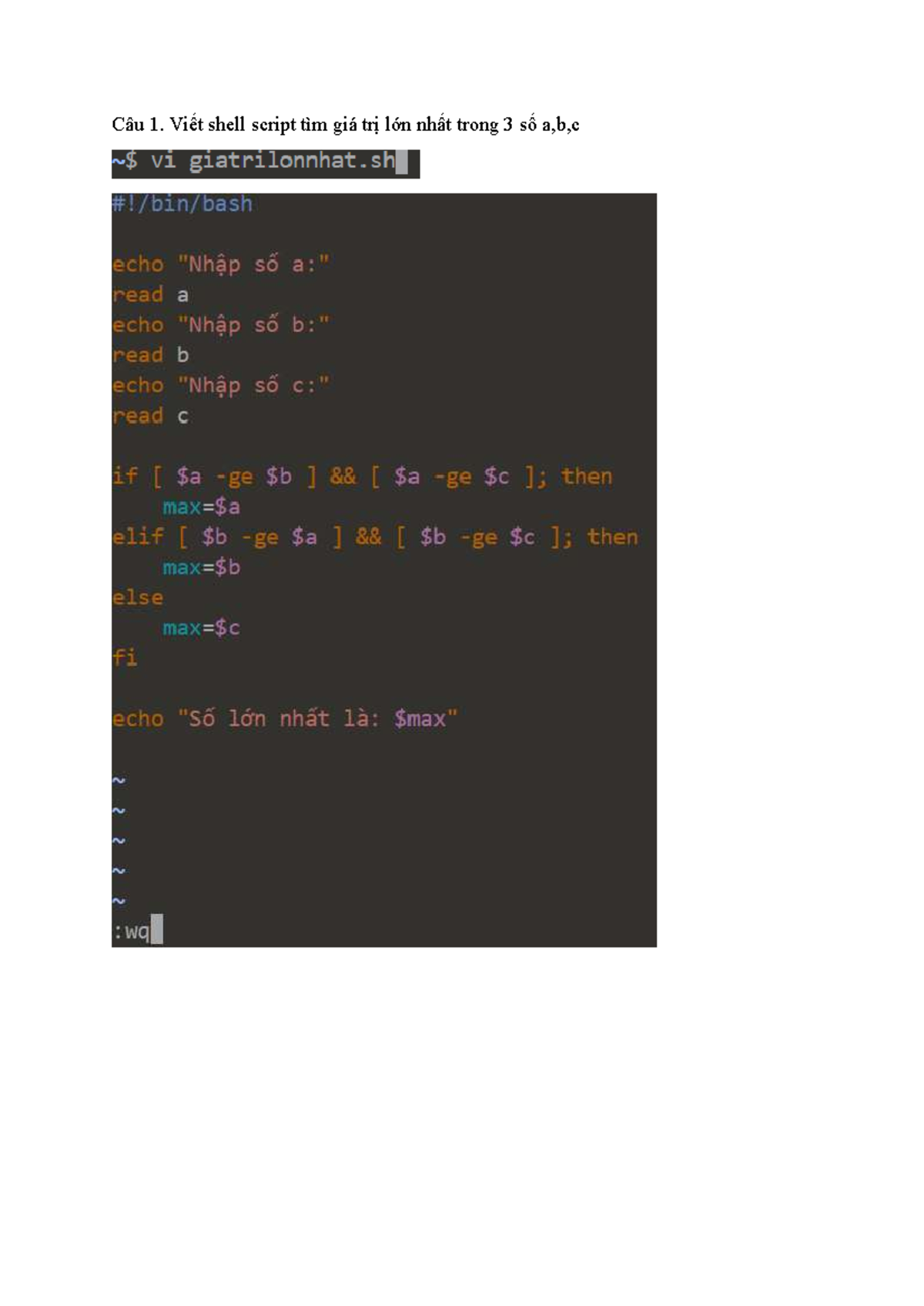 Kiem Tra CS 226 S - Kiểm tra - hệ điều hành linux - Câu 1. Viết shell ...