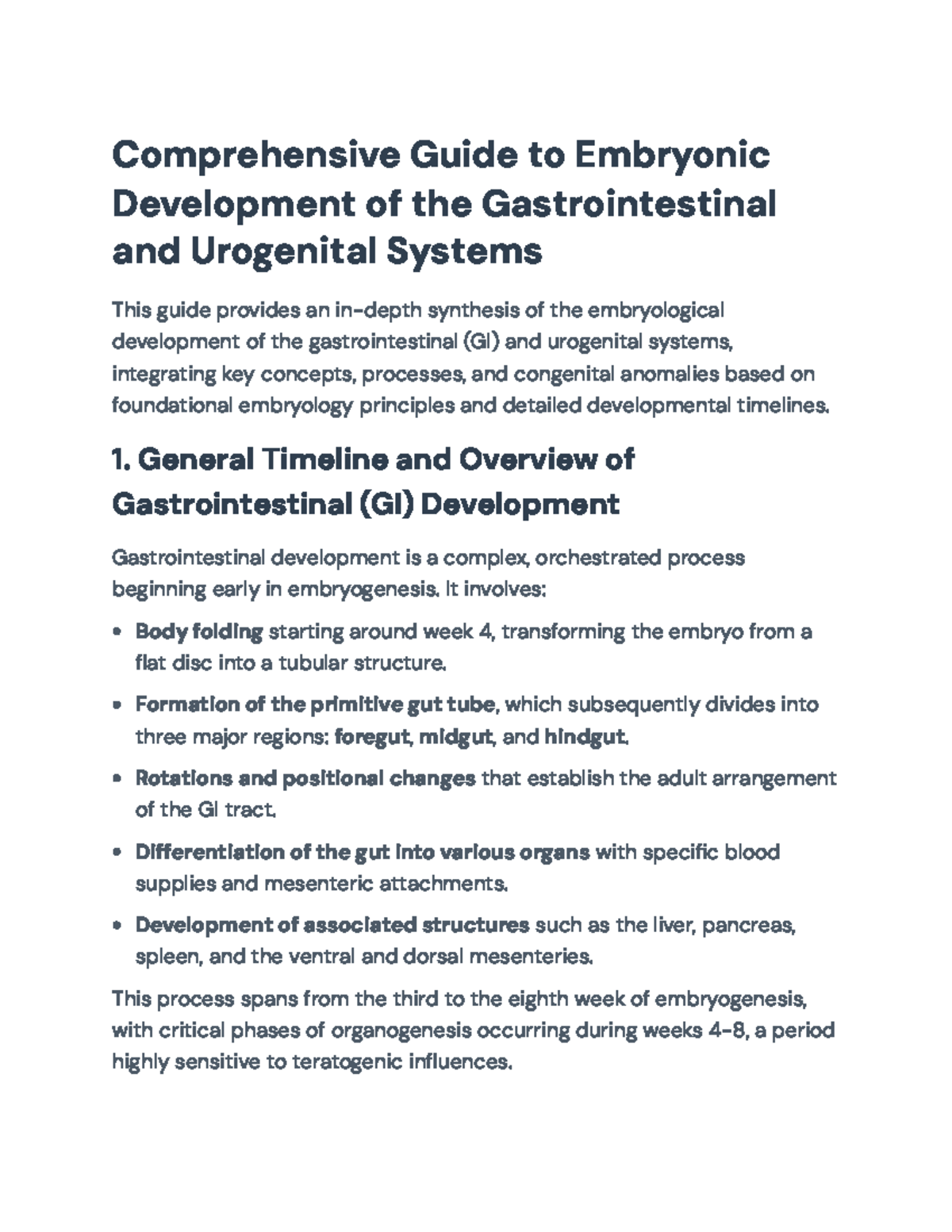 Comprehensive Guide to Embryonic Development of GI & Urogenital Systems ...