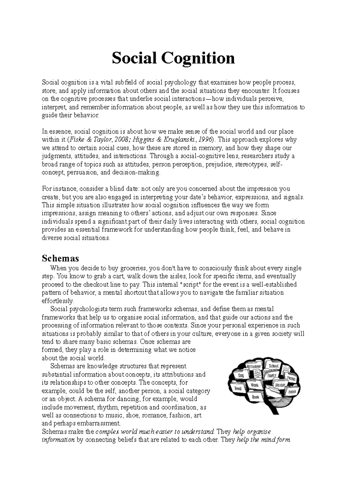 Social Cognition: Understanding Mental Frameworks in Social Psychology ...