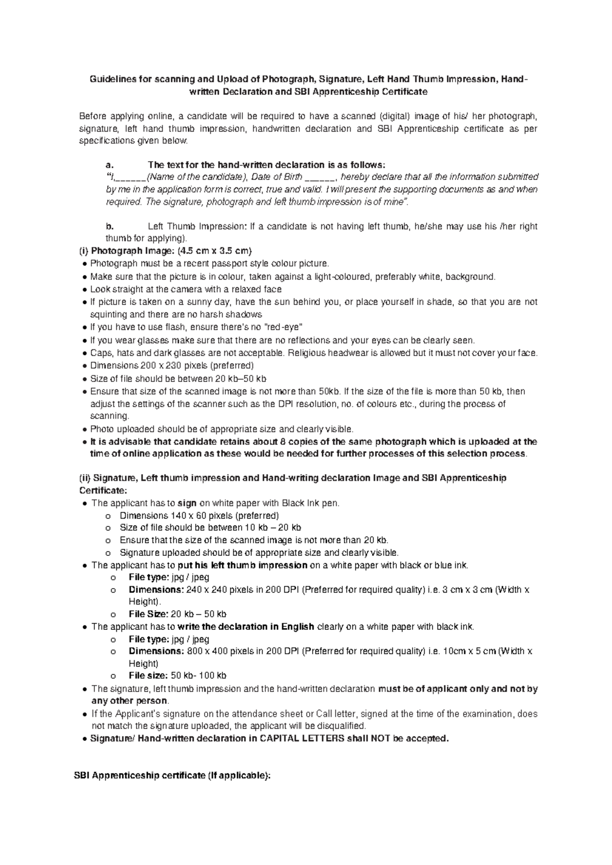 SBI Apprenticeship: Photo & Signature Upload Guidelines - Studocu