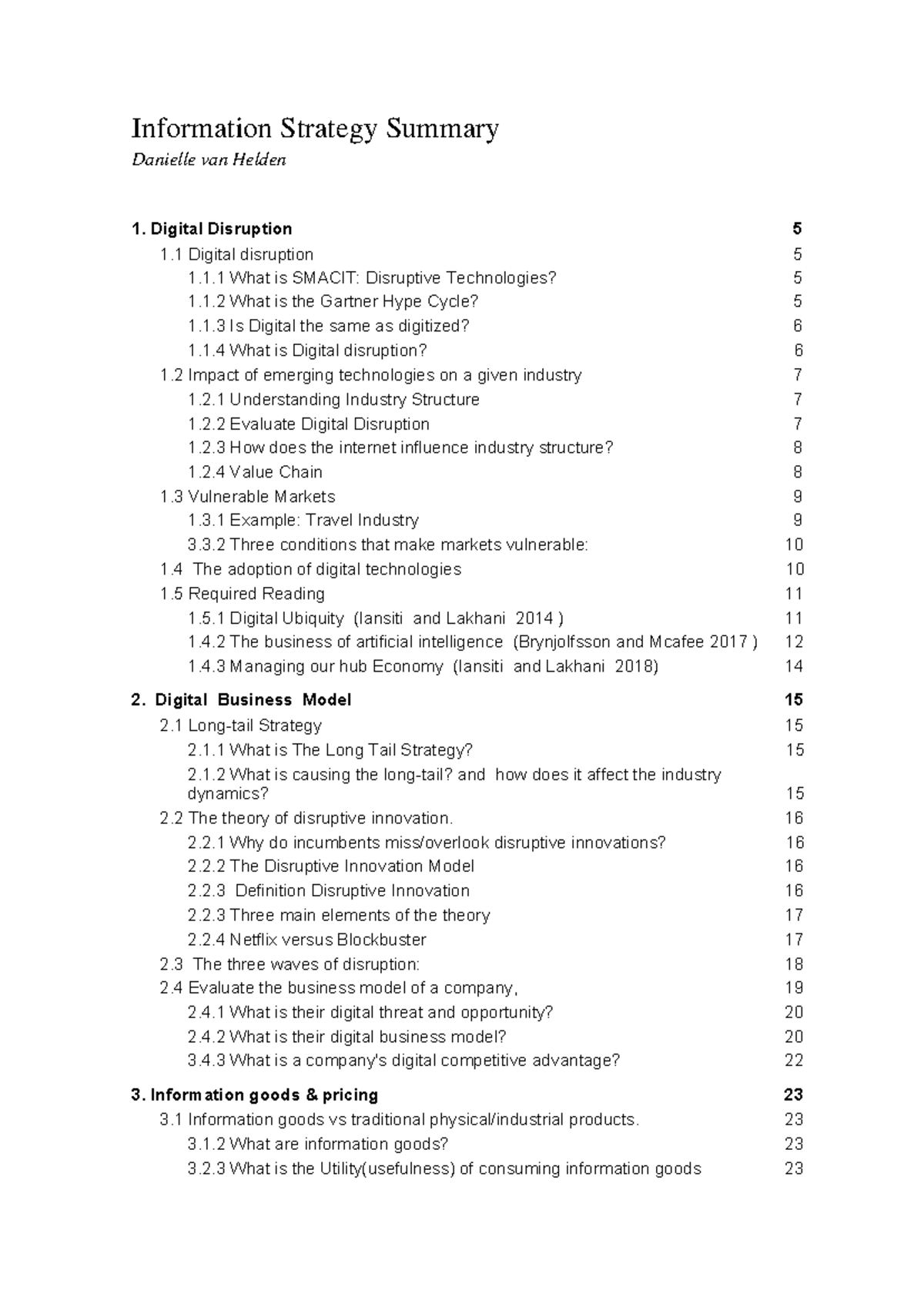 Digital Disruption Analysis Summary for Info Strategy Course - Studeersnel