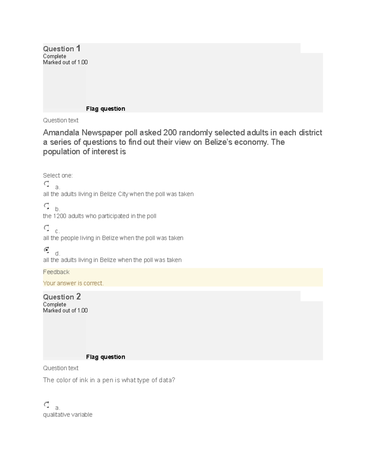 Bsats Test 4 Answers - Test - Question 1 Complete Marked out of 1. Flag ...