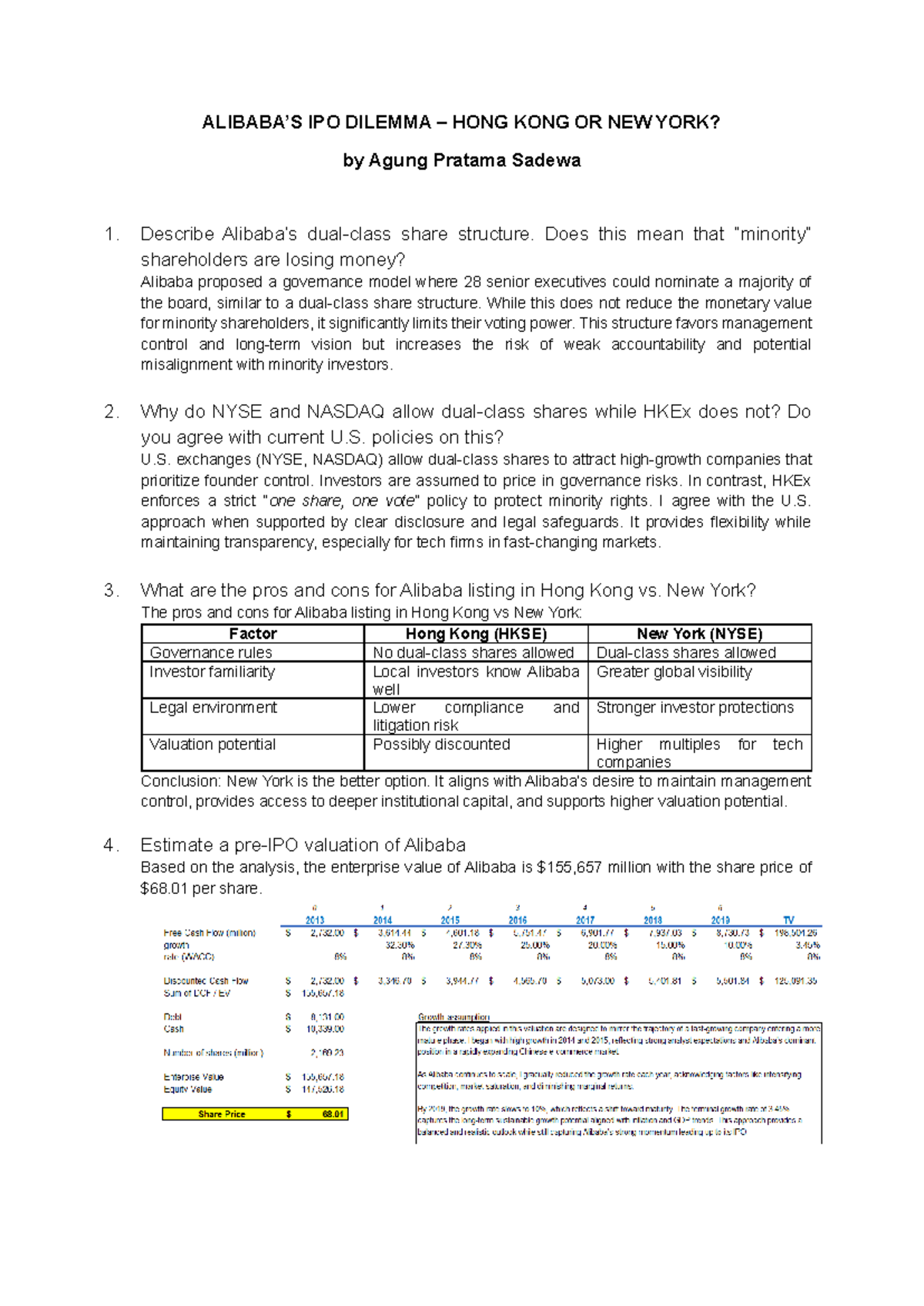 Alibaba IPO Case Study - Governance and Market Considerations - Studocu